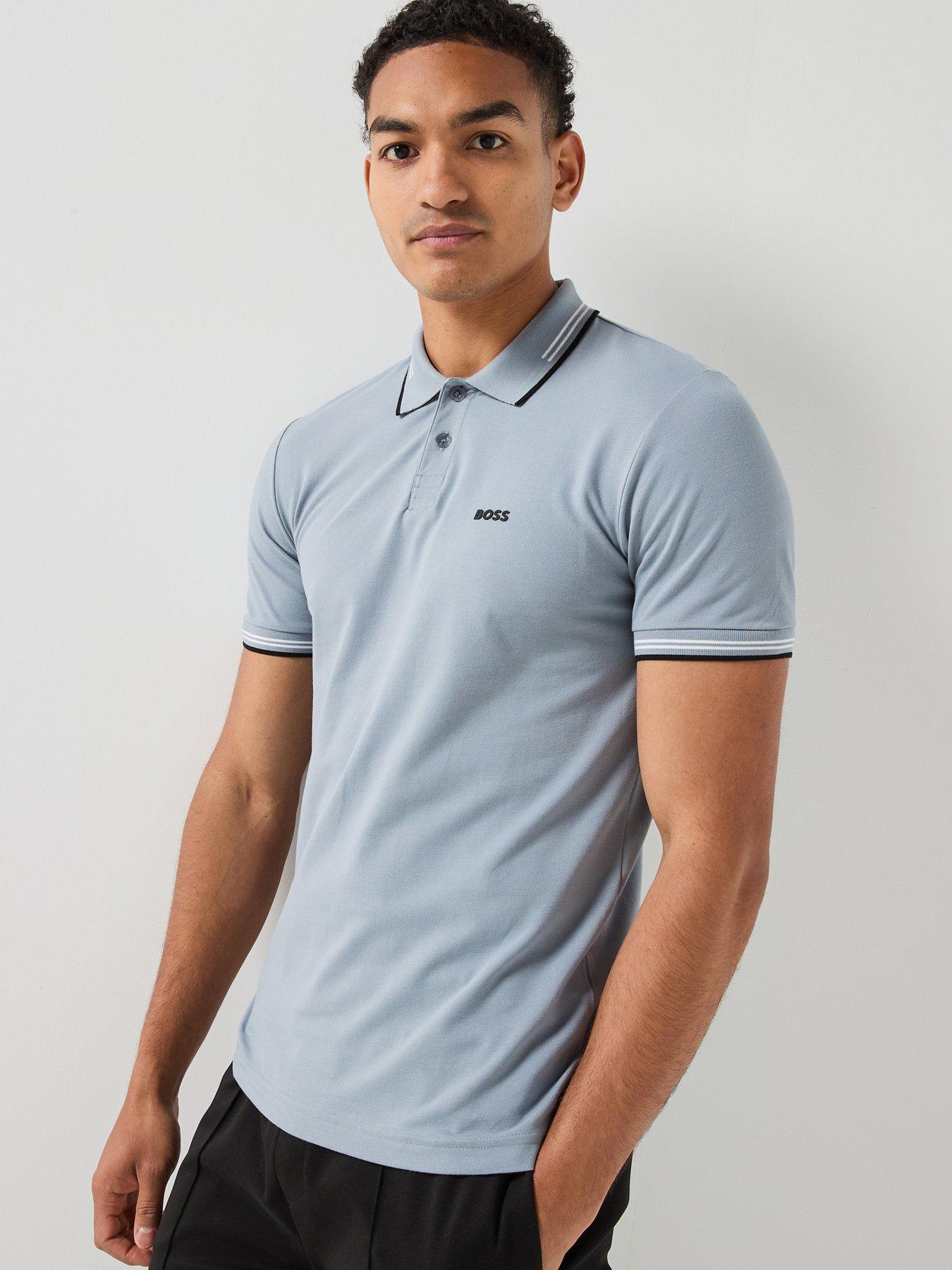 Image 1 of 4 of BOSS Paul Slim Fit Tipped Polo Shirt - Grey