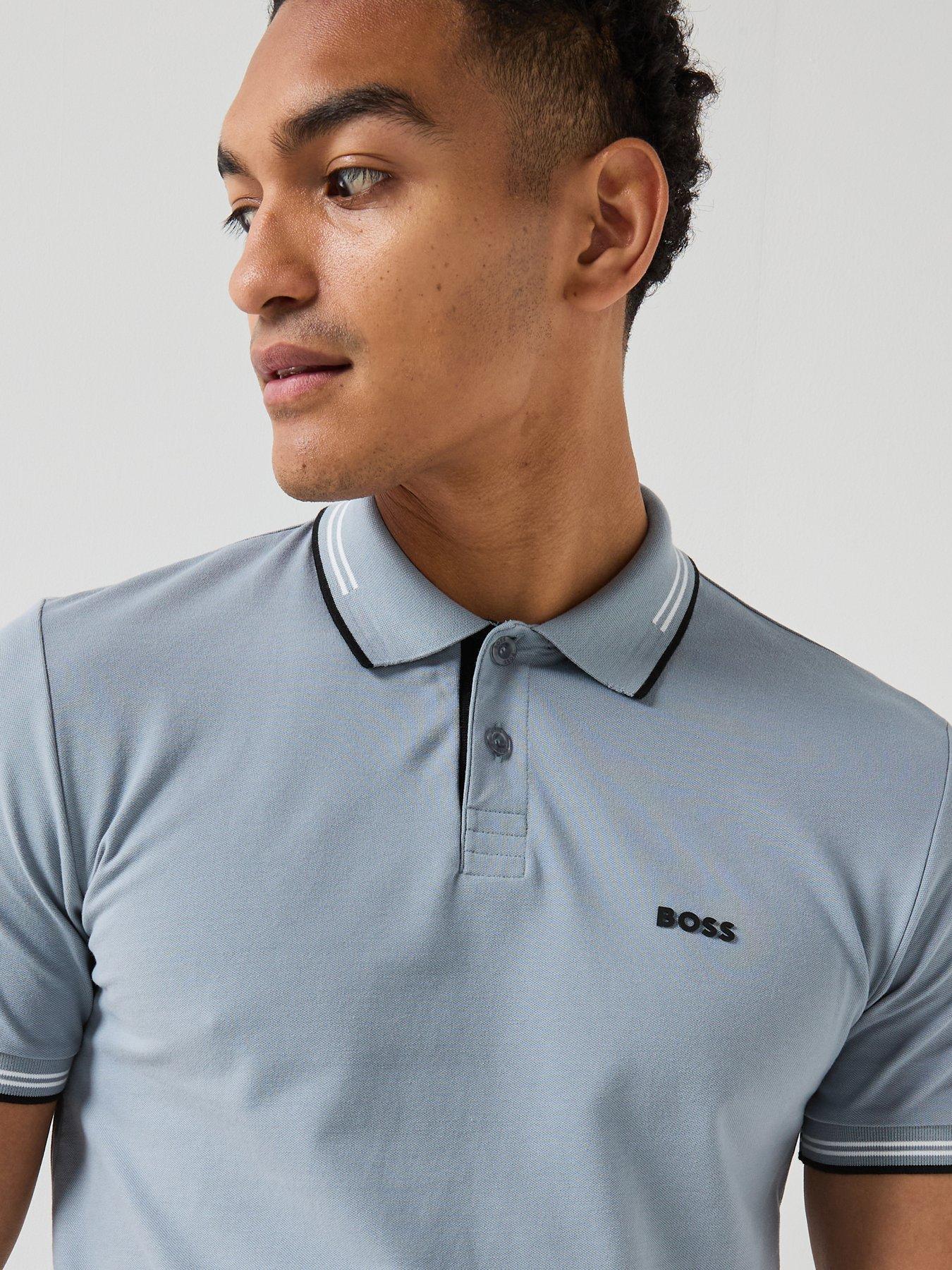 Image 4 of 4 of BOSS Paul Slim Fit Tipped Polo Shirt - Grey