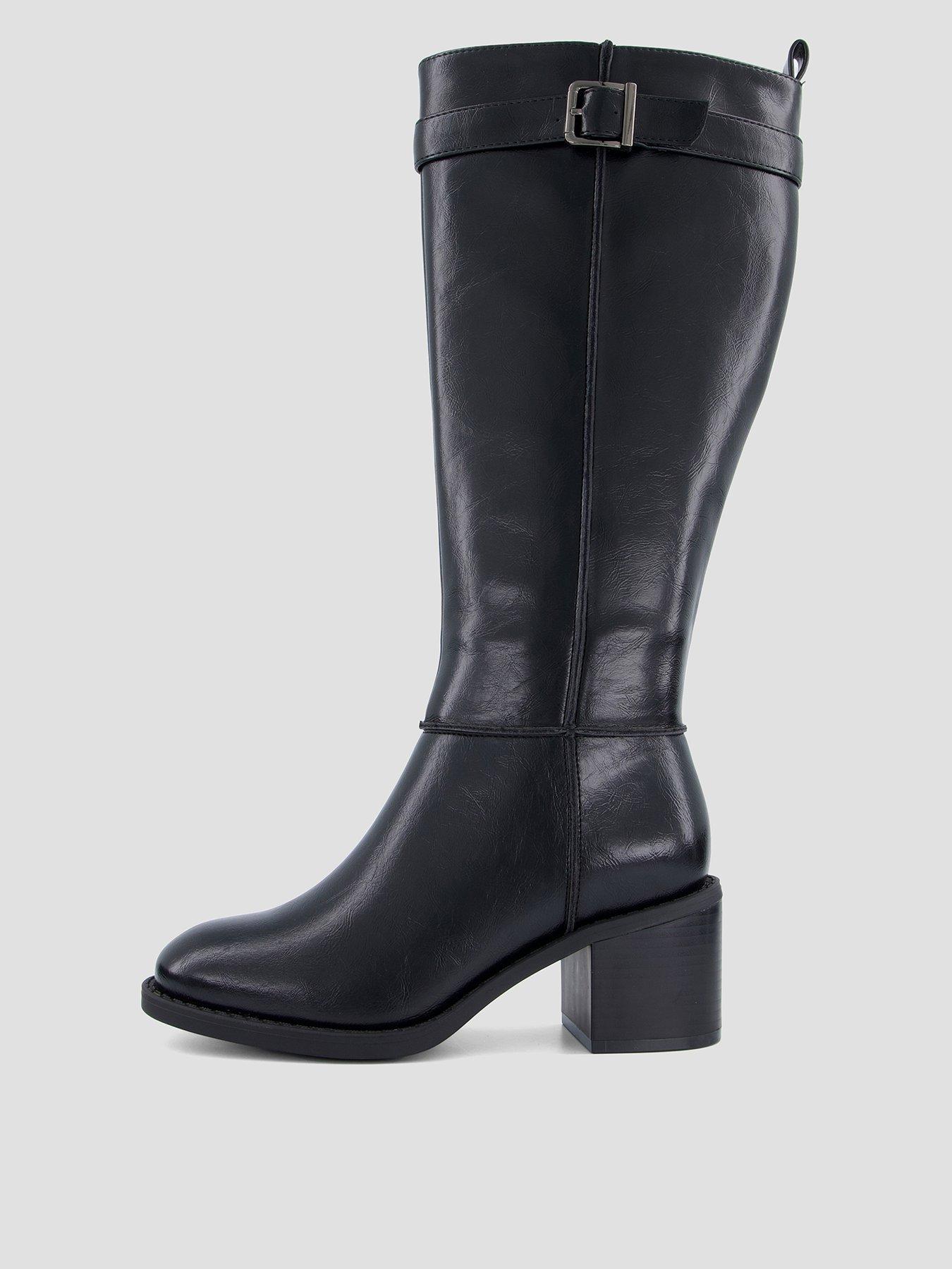 Image 1 of 8 of The Very Collection The Very Collection Womens Wide Fit Block Heel Knee High Boots - Black