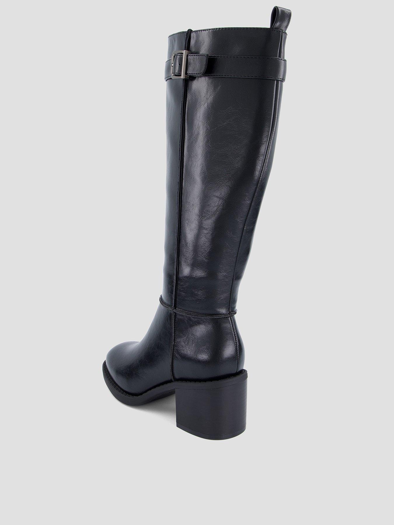 Image 3 of 8 of The Very Collection The Very Collection Womens Wide Fit Block Heel Knee High Boots - Black