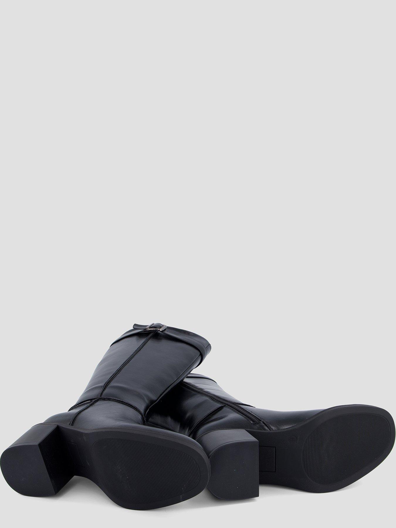 Image 5 of 8 of The Very Collection The Very Collection Womens Wide Fit Block Heel Knee High Boots - Black