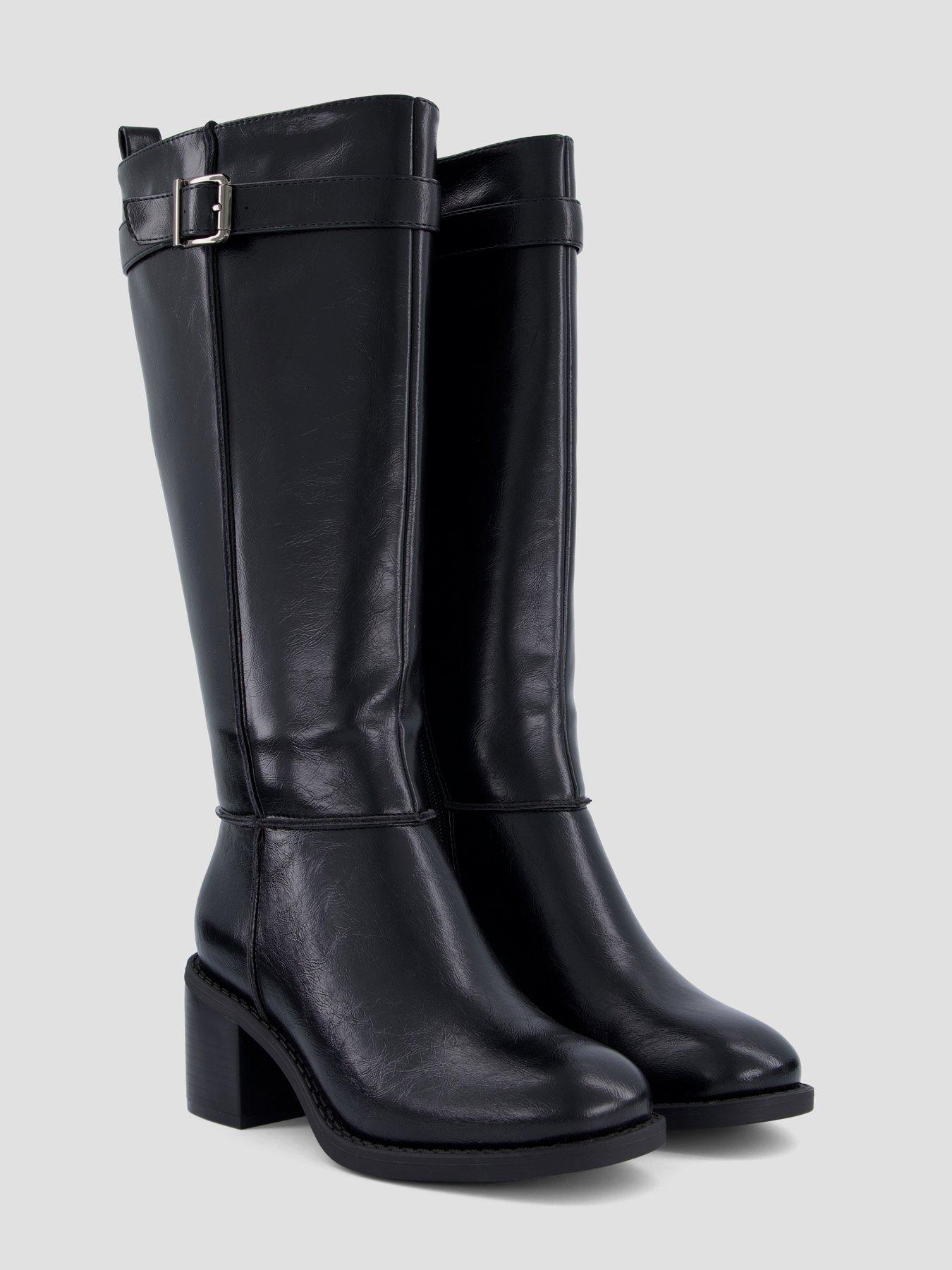 Image 7 of 8 of The Very Collection The Very Collection Womens Wide Fit Block Heel Knee High Boots - Black