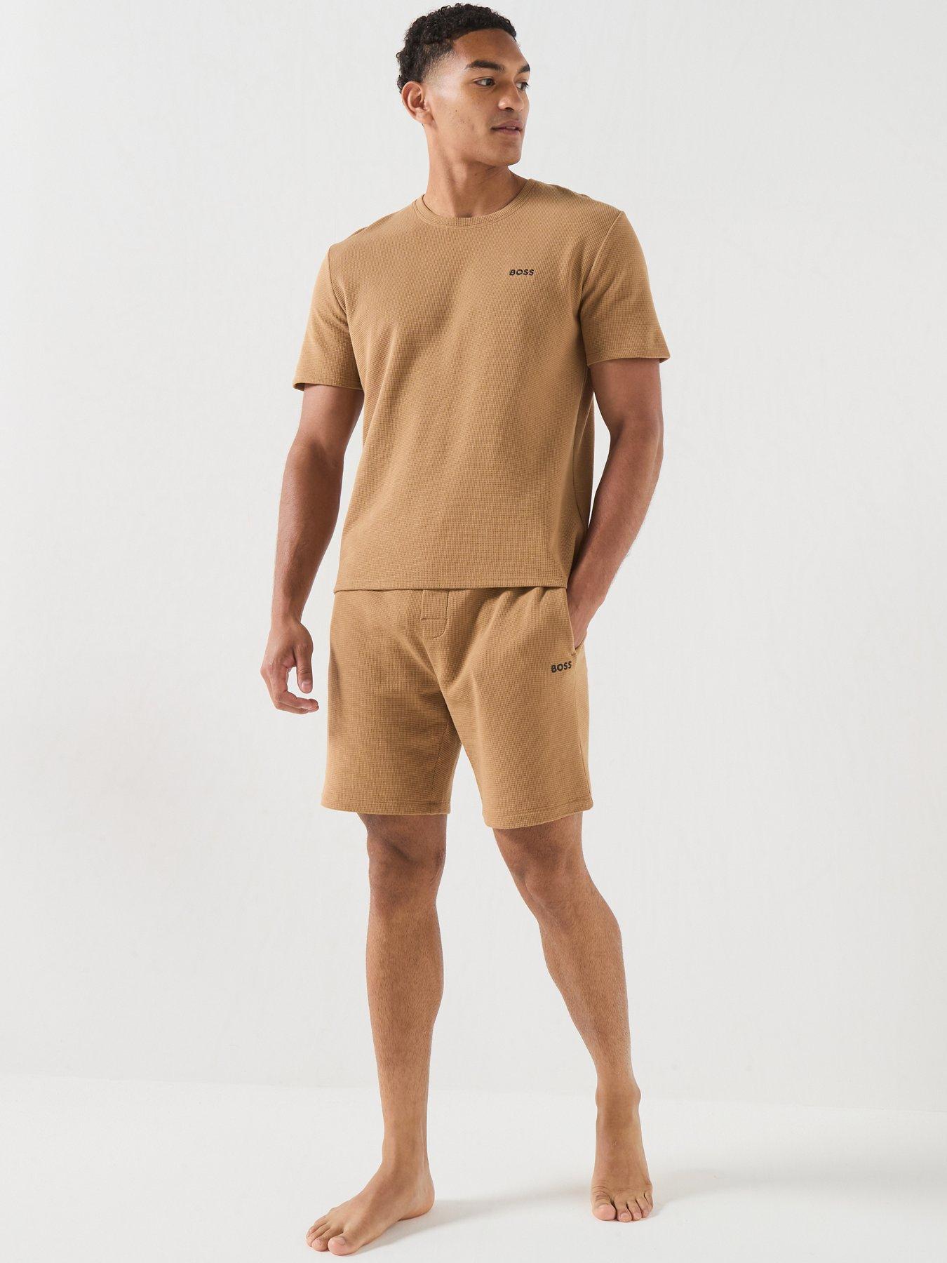 Image 3 of 6 of BOSS Regular Fit Waffle Loungewear T-Shirt - Light Beige