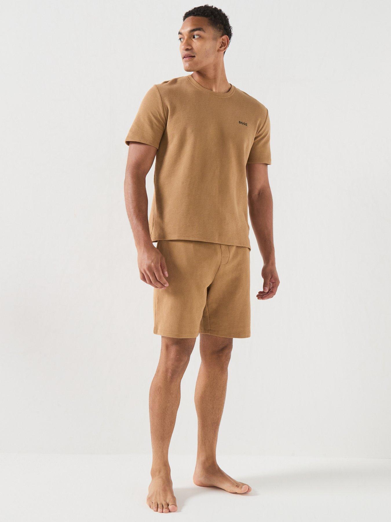 Image 5 of 6 of BOSS Regular Fit Waffle Loungewear T-Shirt - Light Beige