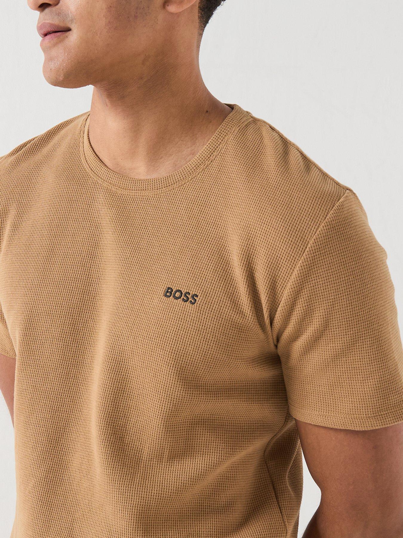 Image 6 of 6 of BOSS Regular Fit Waffle Loungewear T-Shirt - Light Beige