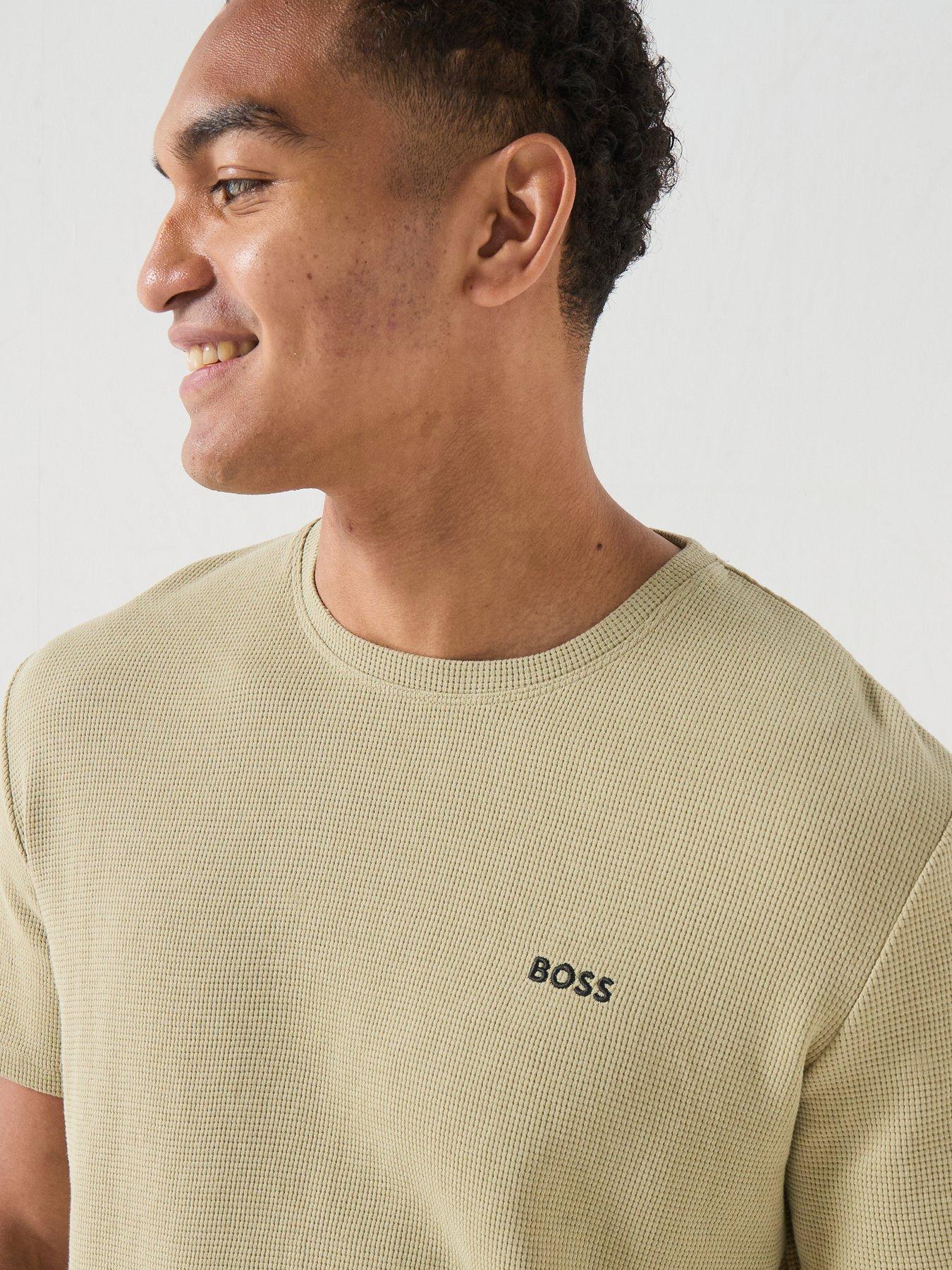 Image 4 of 5 of BOSS Regular Fit Waffle Loungewear T-Shirt - Light Green