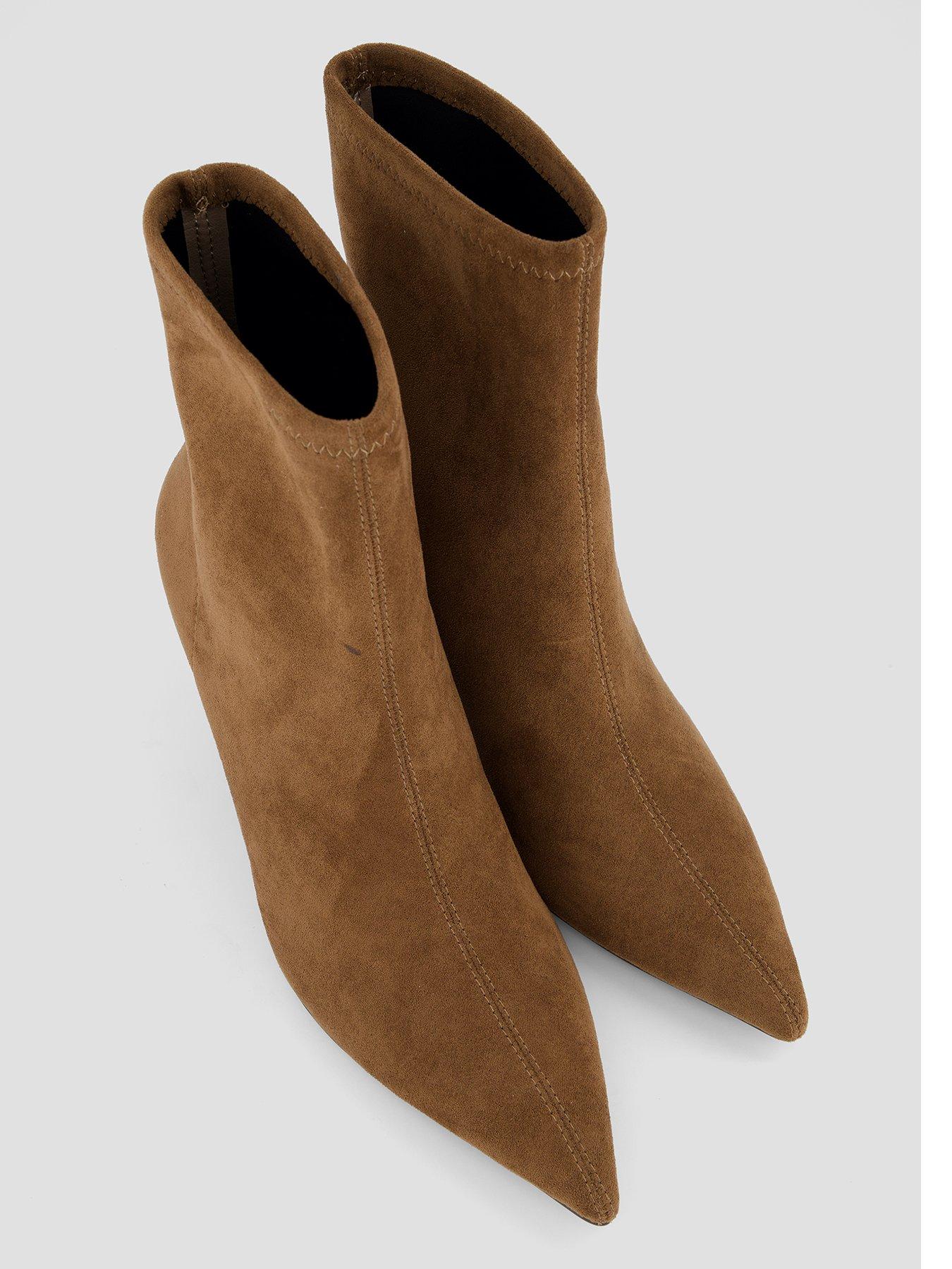 Image 4 of 7 of The Very Collection Real Suede Pointed Ankle Boot With Heel