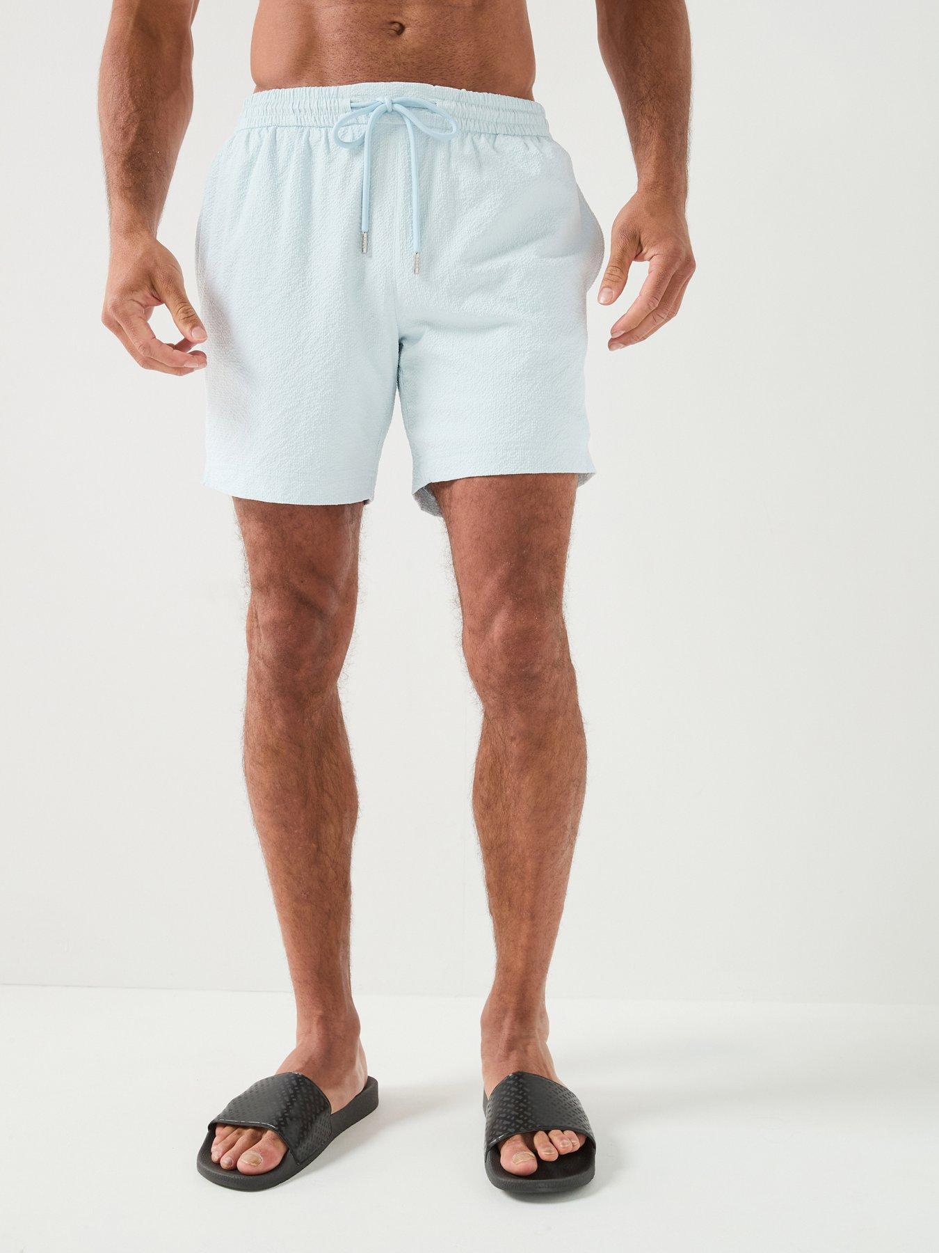 BOSS Relax Seersucker Swim Shorts - Light Blue