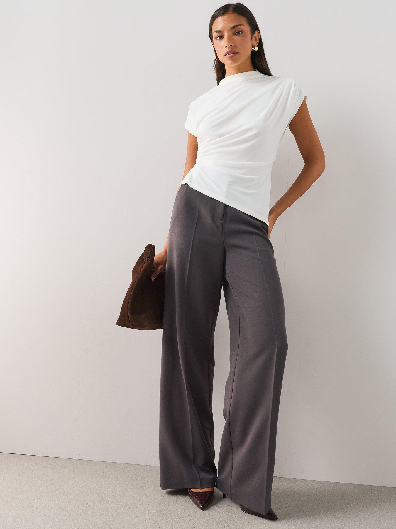 Image 3 of 7 of The Very Collection Draped Grown On Sleeve Top - Ecru