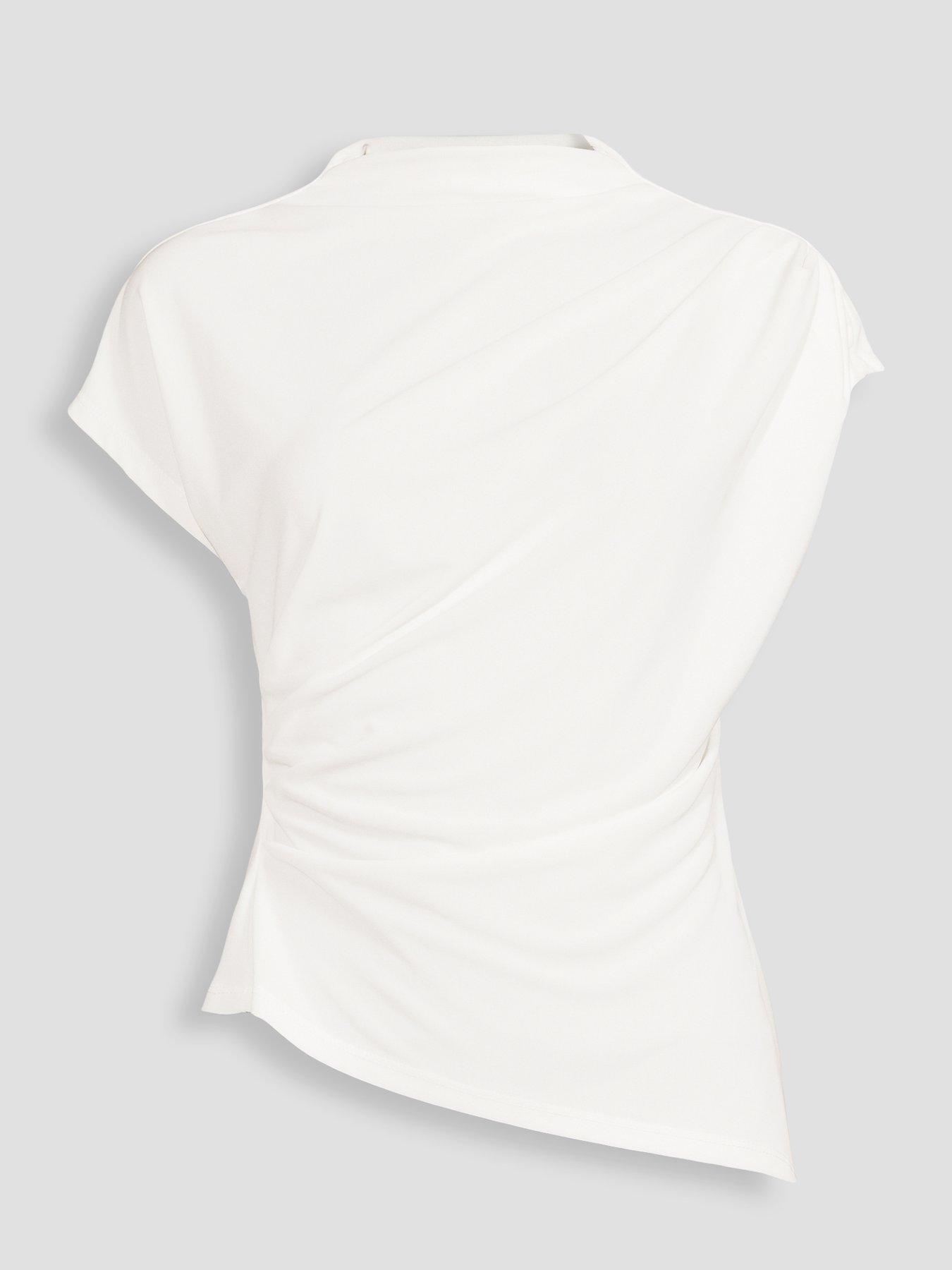 Image 7 of 7 of The Very Collection Draped Grown On Sleeve Top - Ecru