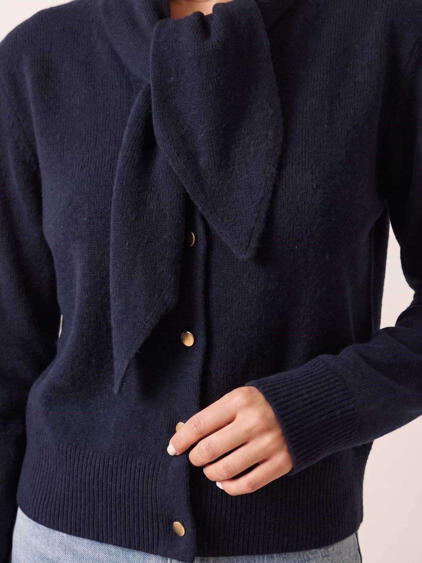 Image 4 of 4 of Style Cheat Navy Scarf Tie Cardigan