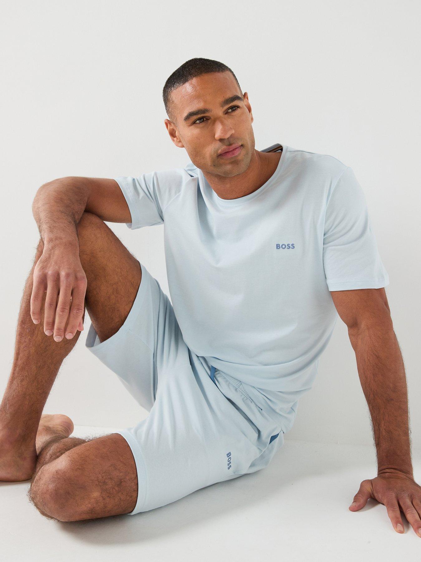 Image 1 of 5 of BOSS Mix &amp; Match Regular Fit Loungewear T-Shirt - Light Blue