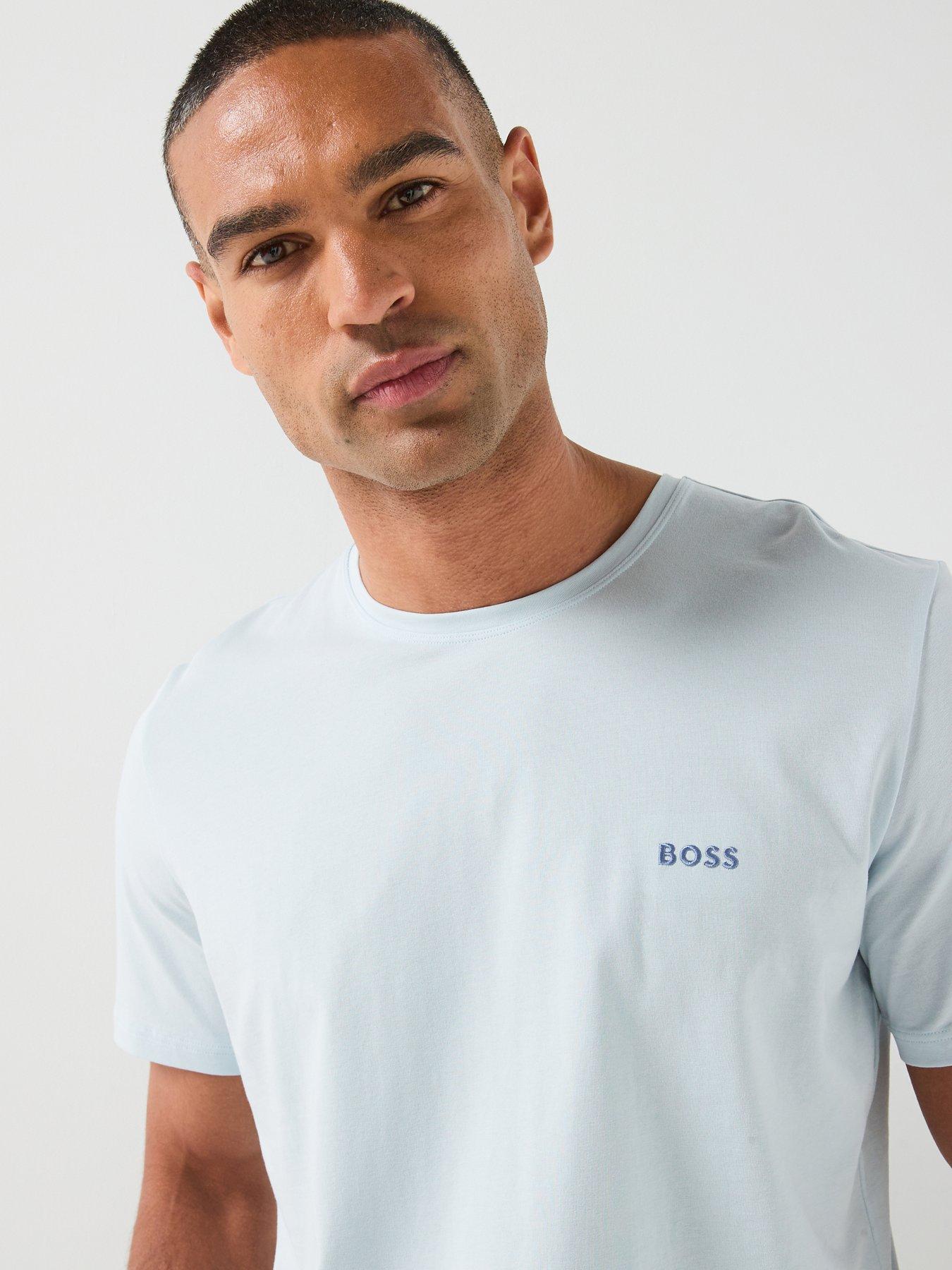 Image 4 of 5 of BOSS Mix &amp; Match Regular Fit Loungewear T-Shirt - Light Blue