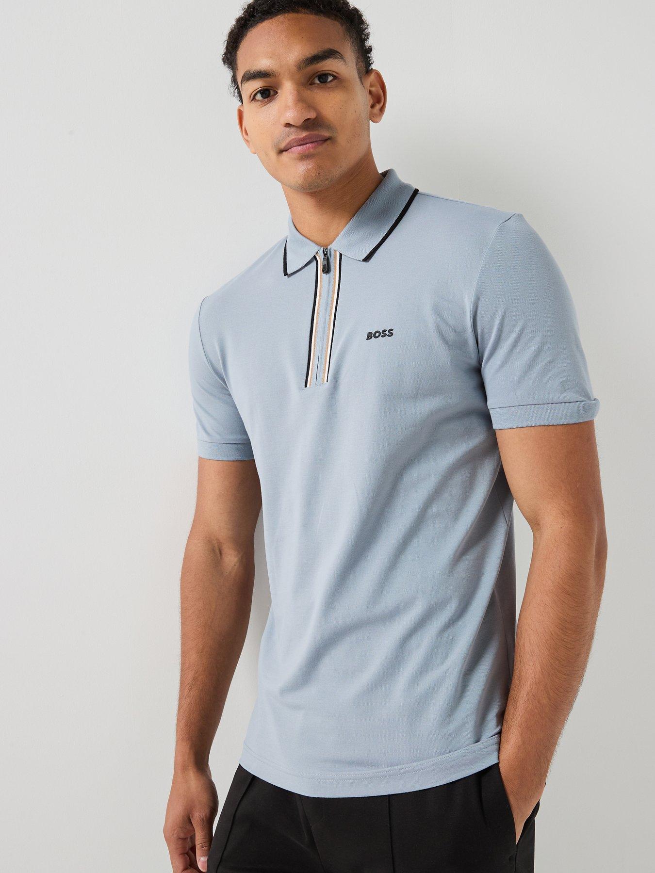 BOSS Philix 1/4 Zip Polo Shirt - Grey