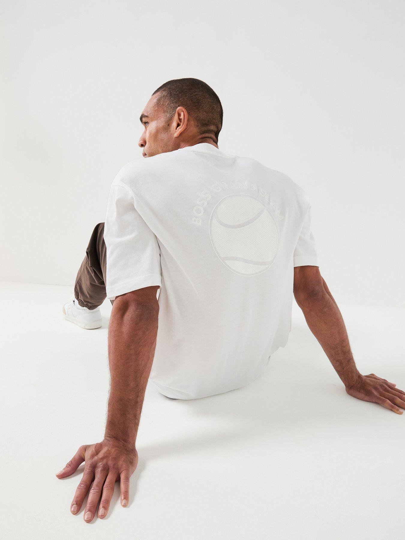 Image 1 of 6 of BOSS High Neck Relaxed Fit T-Shirt - White