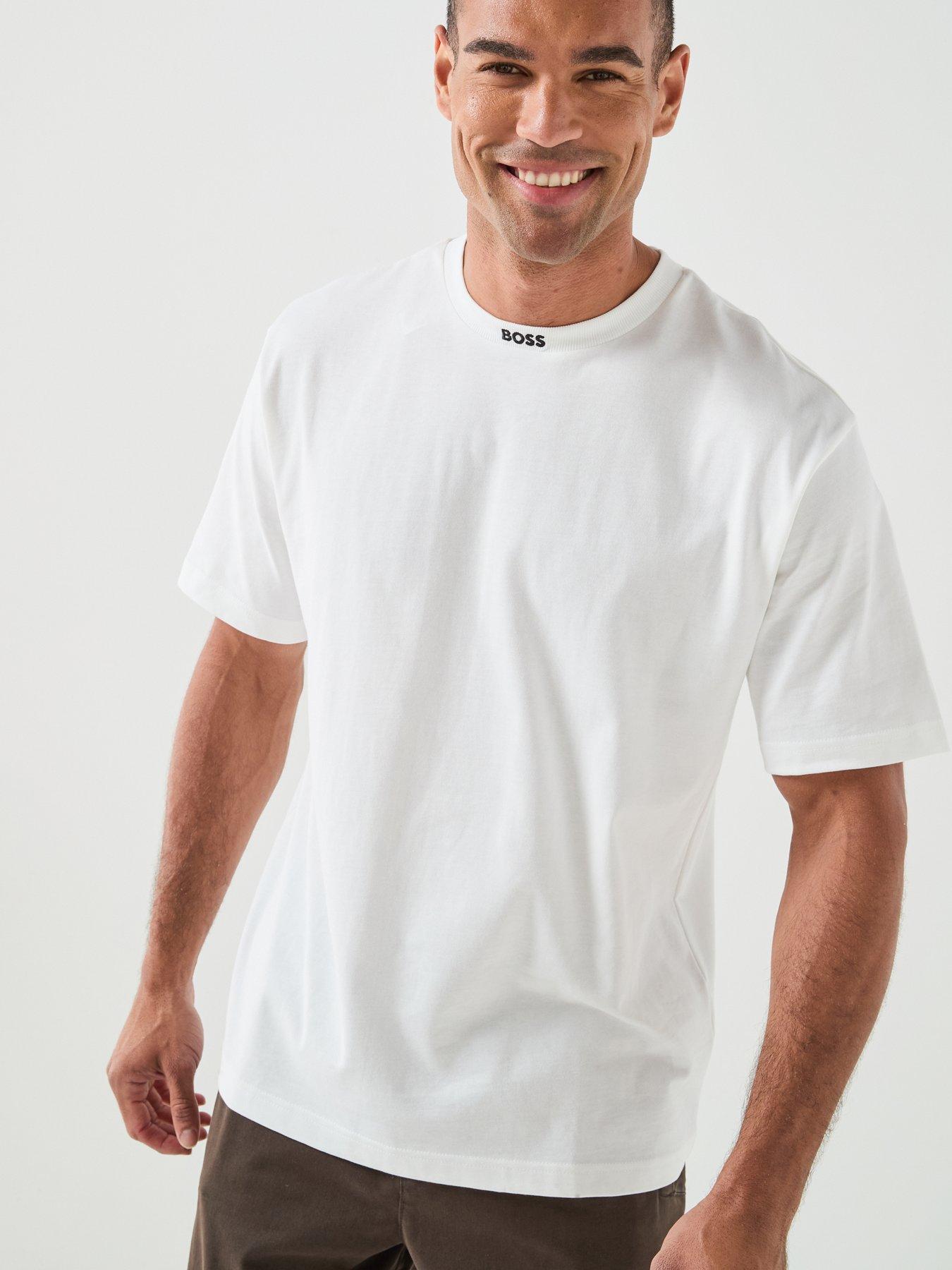 Image 2 of 6 of BOSS High Neck Relaxed Fit T-Shirt - White