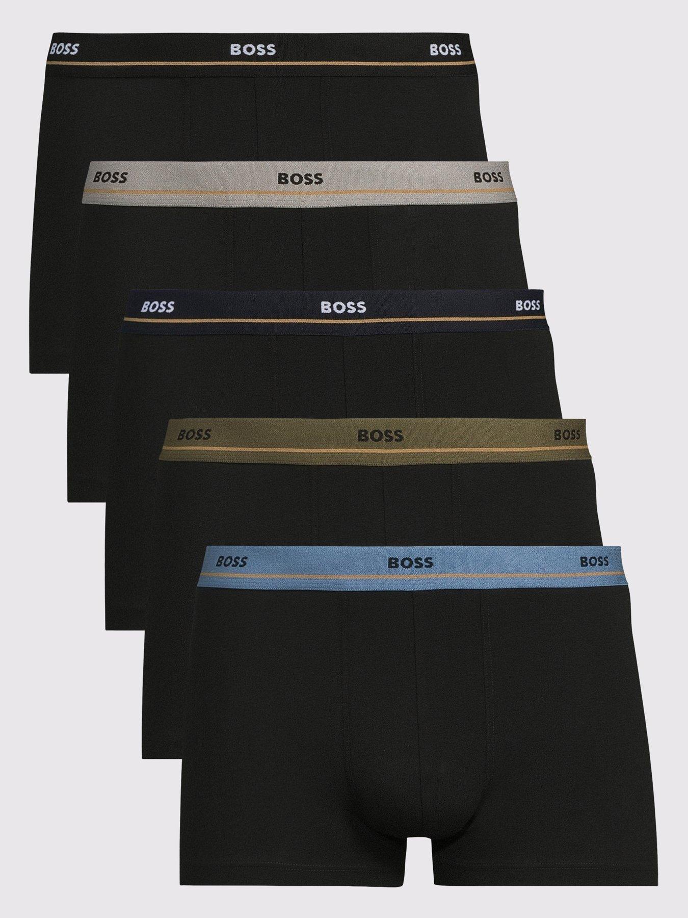 BOSS 5 Pack Essential Waistband Trunks - Black