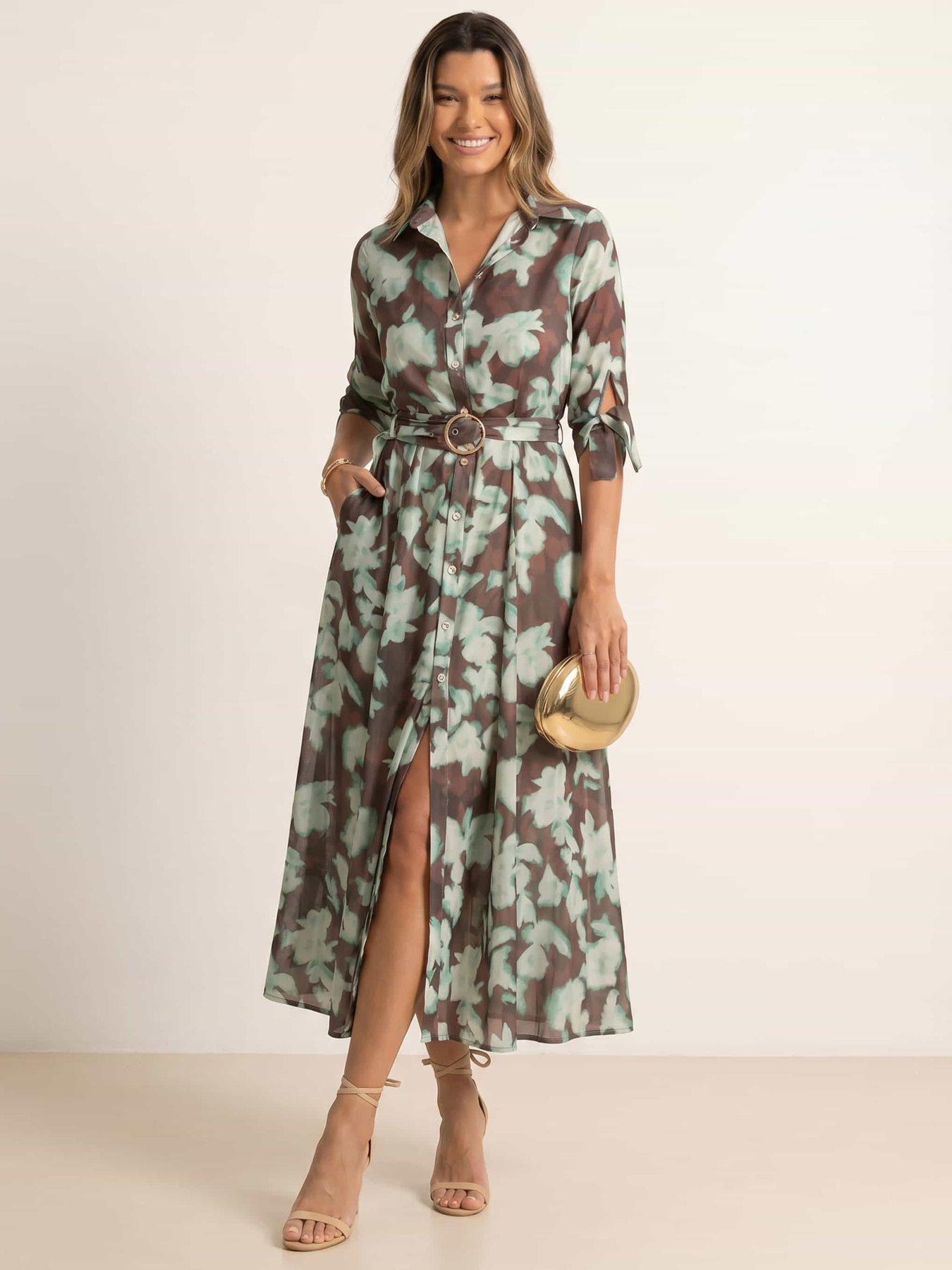 Style Cheat Floral Daphne Shirt Dress - Brown