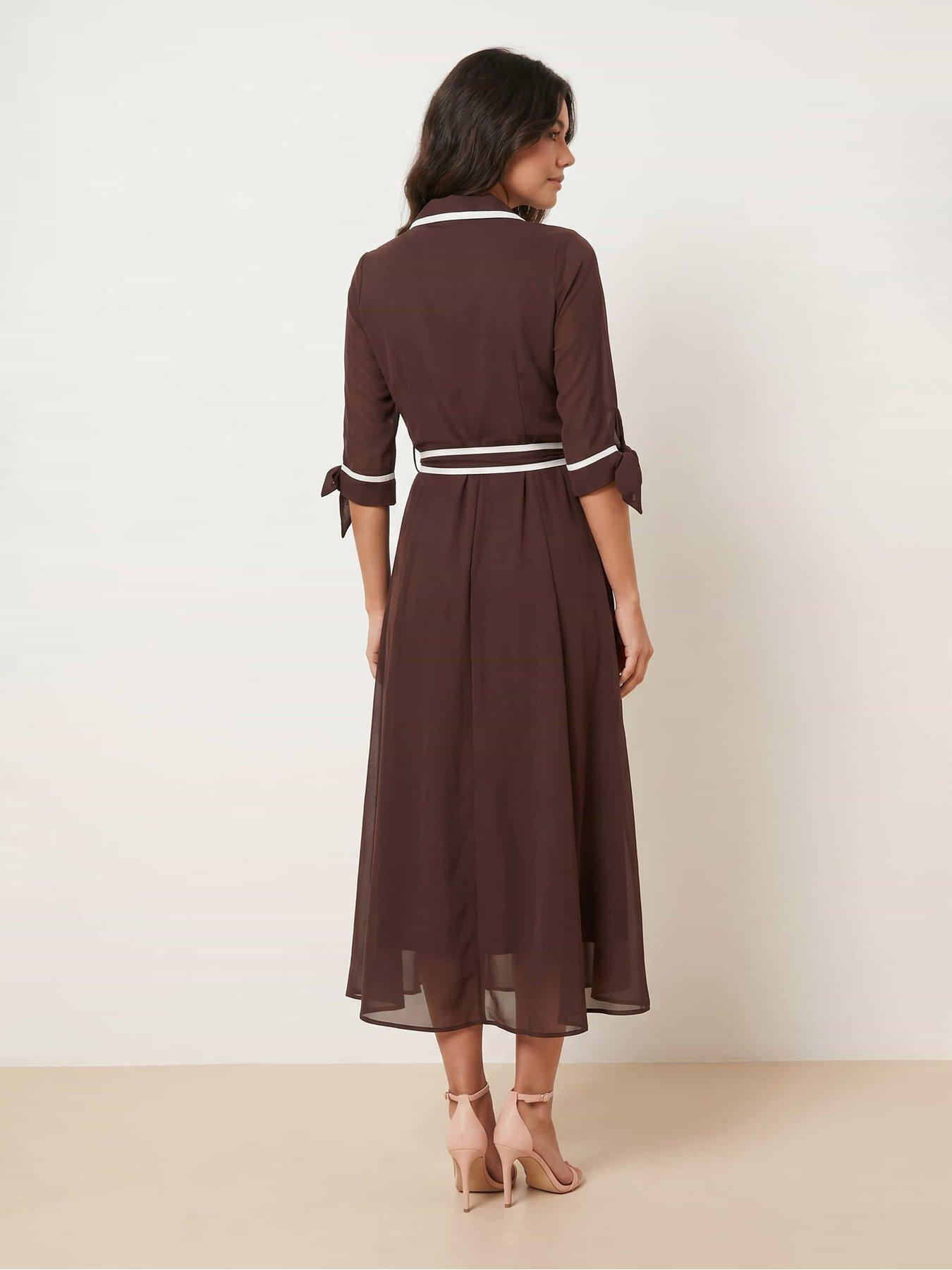 Image 3 of 4 of Style Cheat Tipped Daphne Dress - Brown