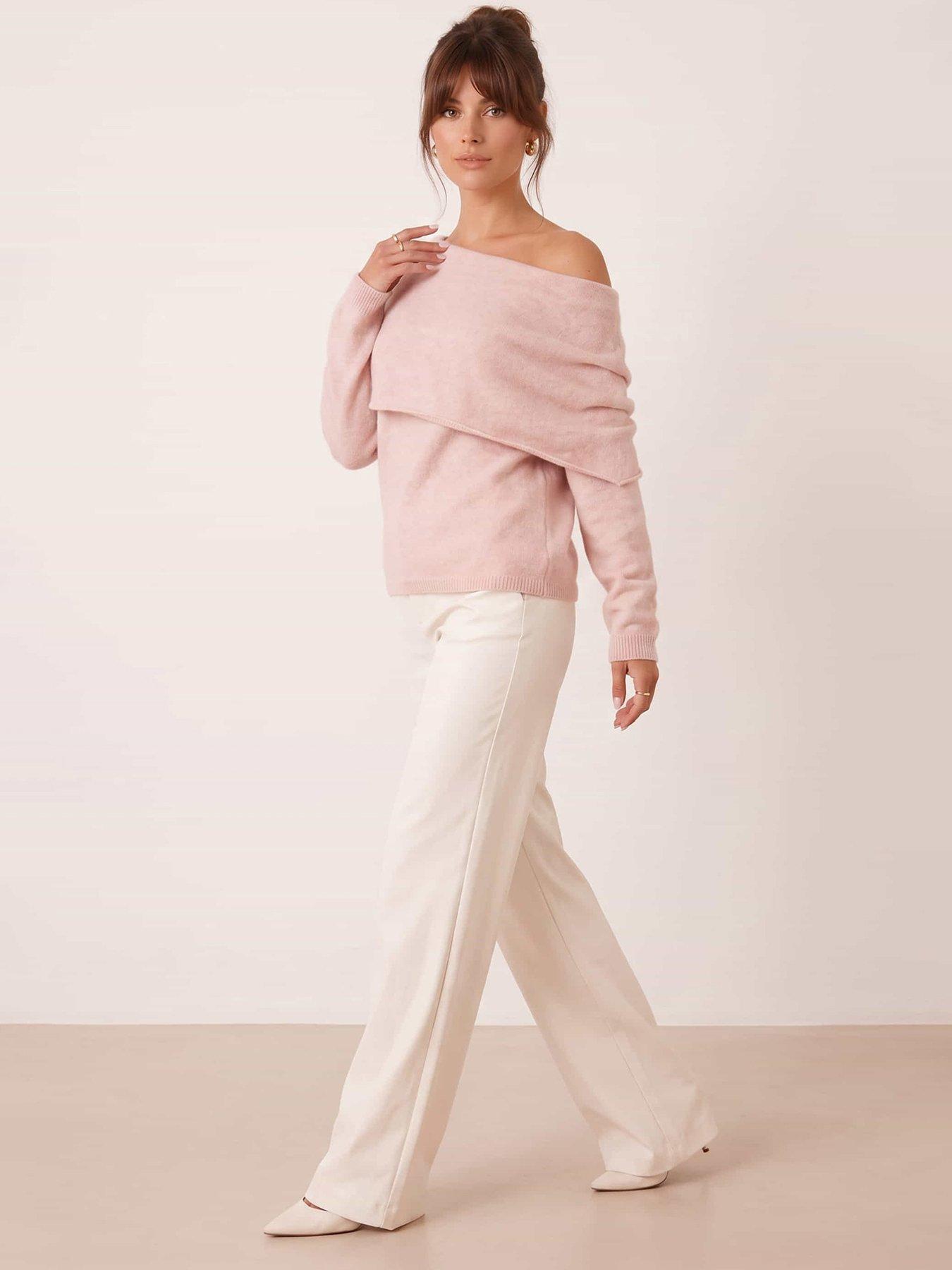Image 3 of 6 of Style Cheat Bardot Pleat Side Jumper - Pink