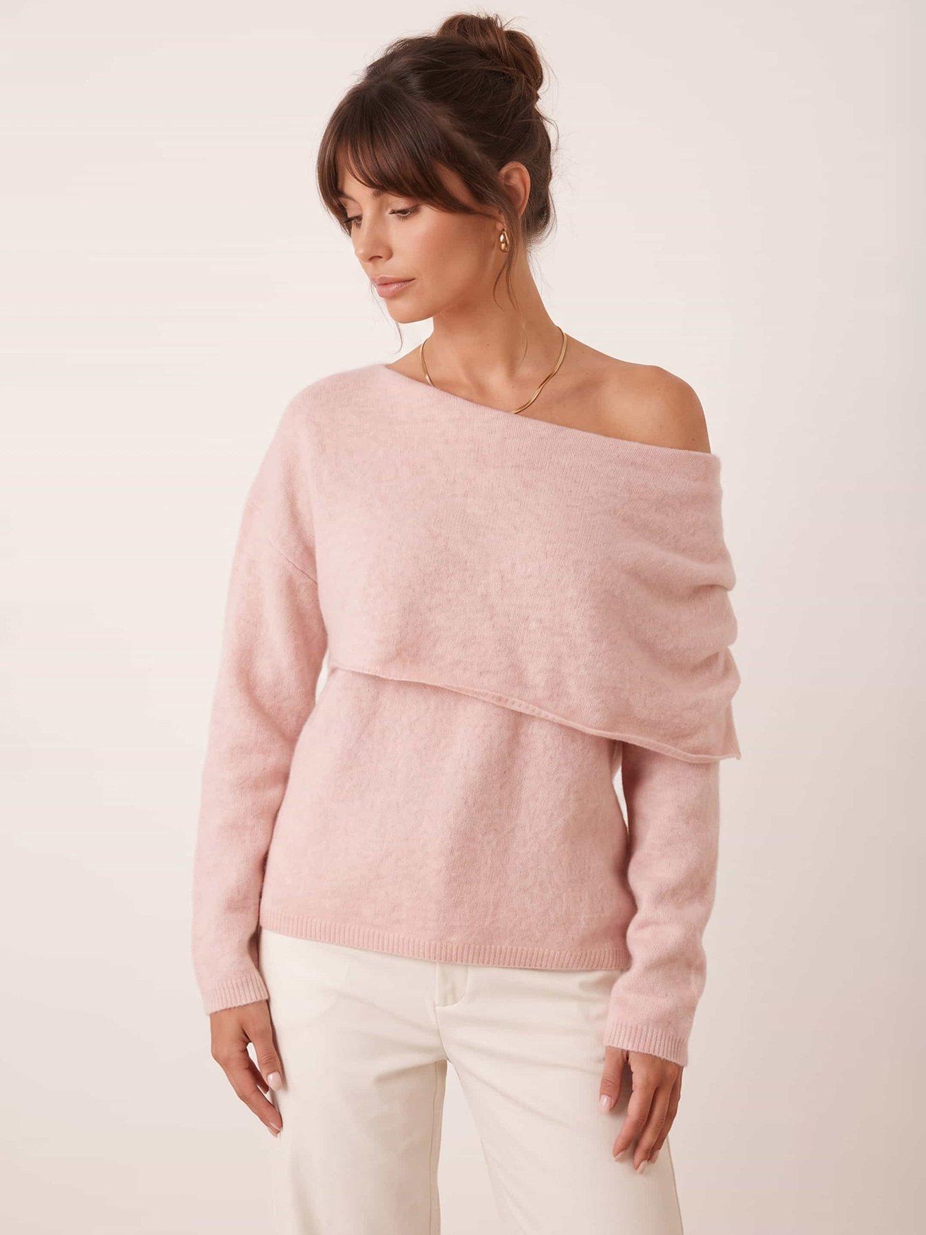 Image 4 of 6 of Style Cheat Bardot Pleat Side Jumper - Pink