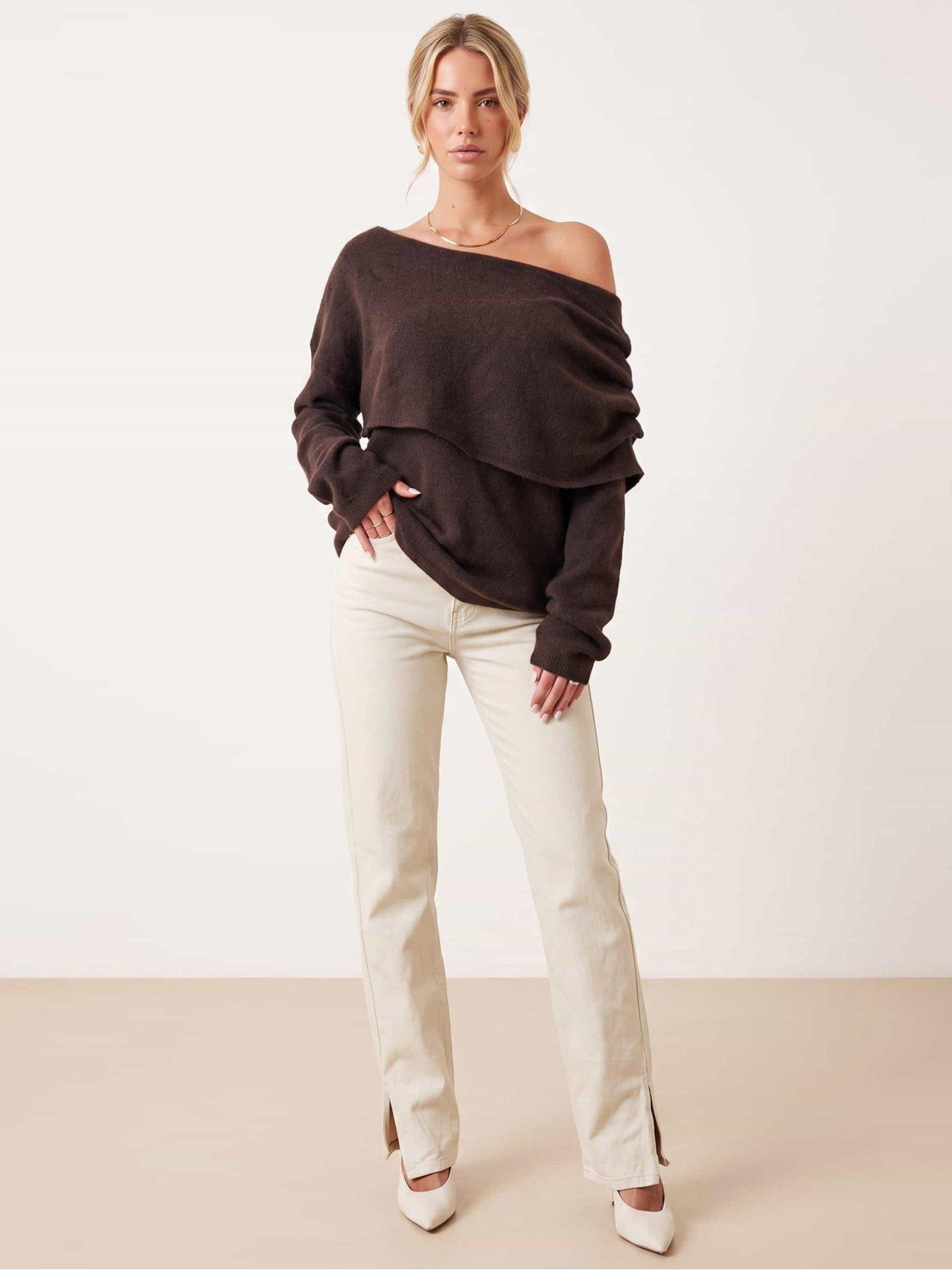 Image 1 of 6 of Style Cheat Bardot Pleat Side Jumper