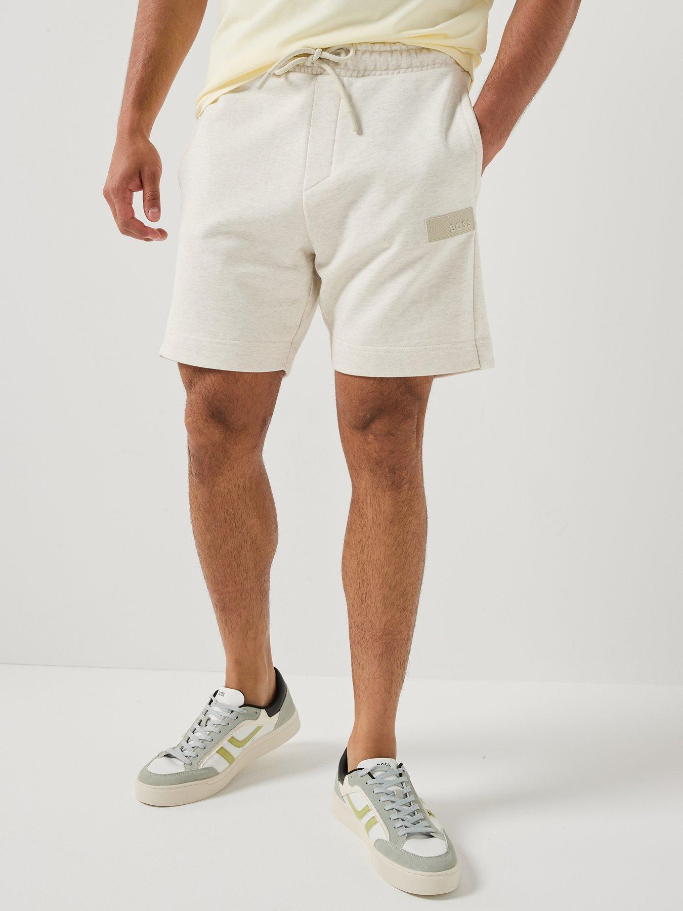 BOSS Jt Rubber Patch Logo Sweat Shorts - Off White