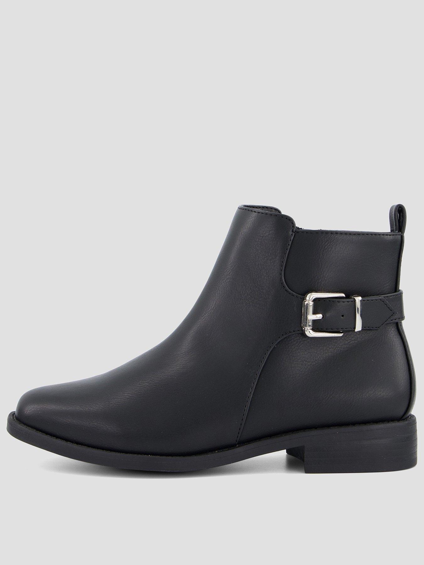 Image 1 of 7 of The Very Collection Wide Fit Ankle Boot With Buckle - Black