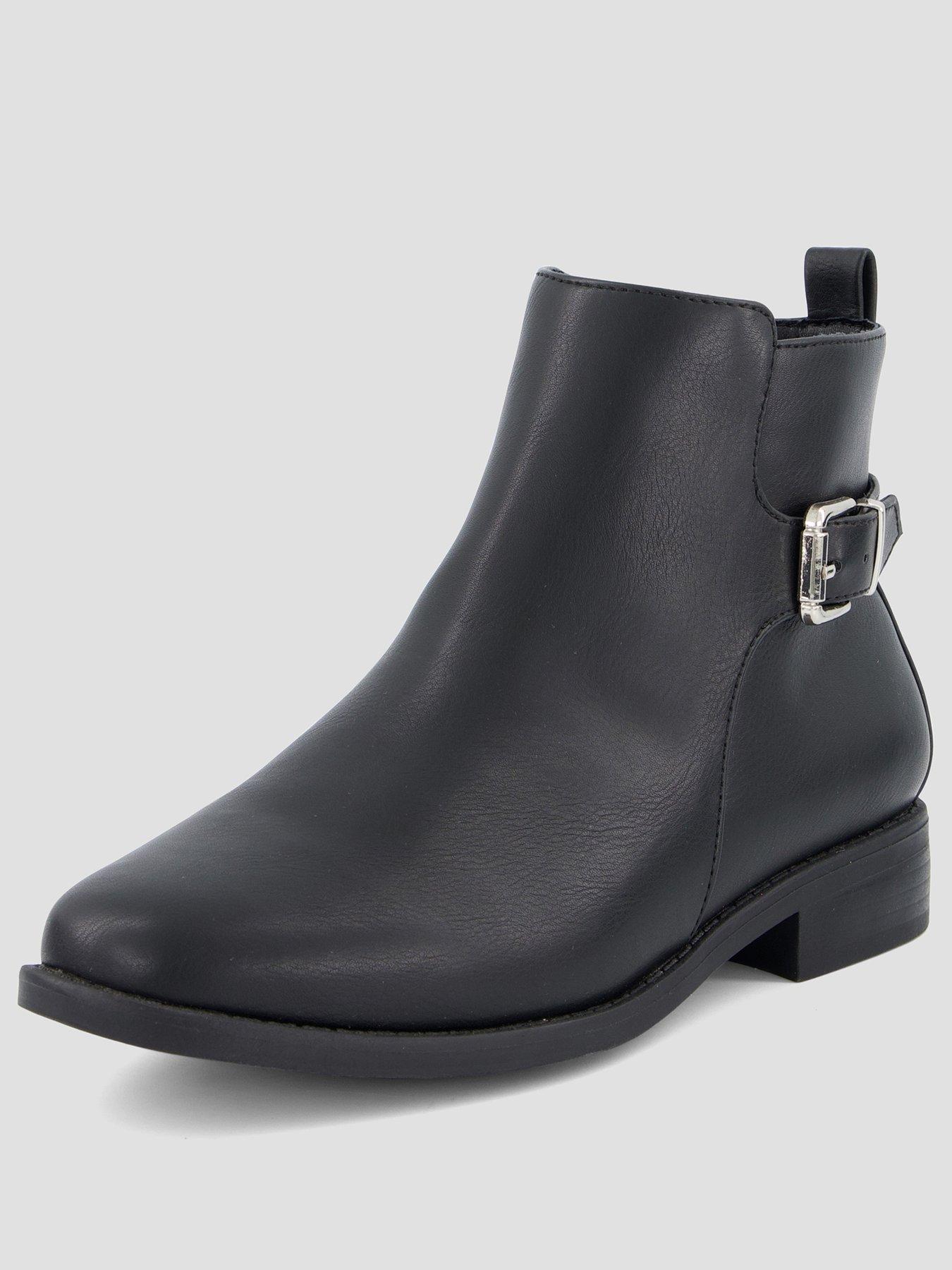 Image 2 of 7 of The Very Collection Wide Fit Ankle Boot With Buckle - Black