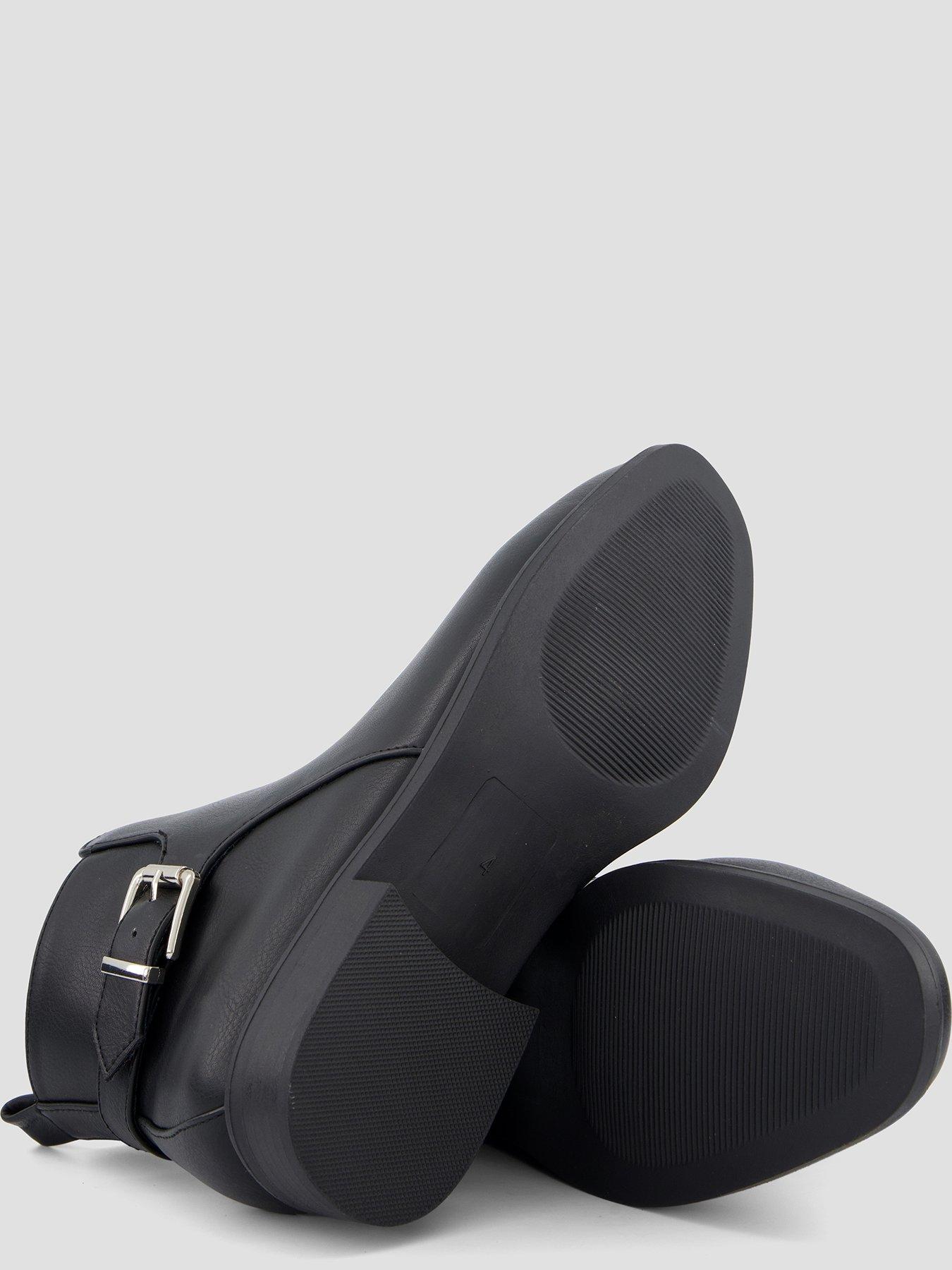 Image 4 of 7 of The Very Collection Wide Fit Ankle Boot With Buckle - Black