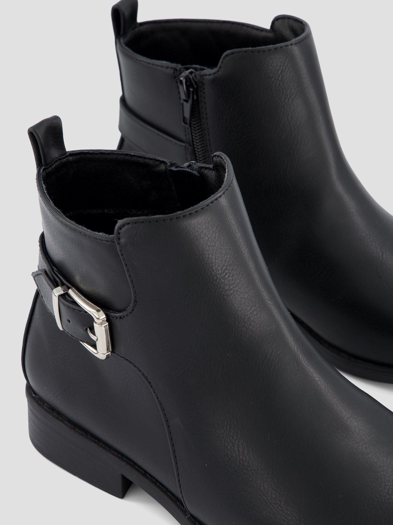 Image 5 of 7 of The Very Collection Wide Fit Ankle Boot With Buckle - Black