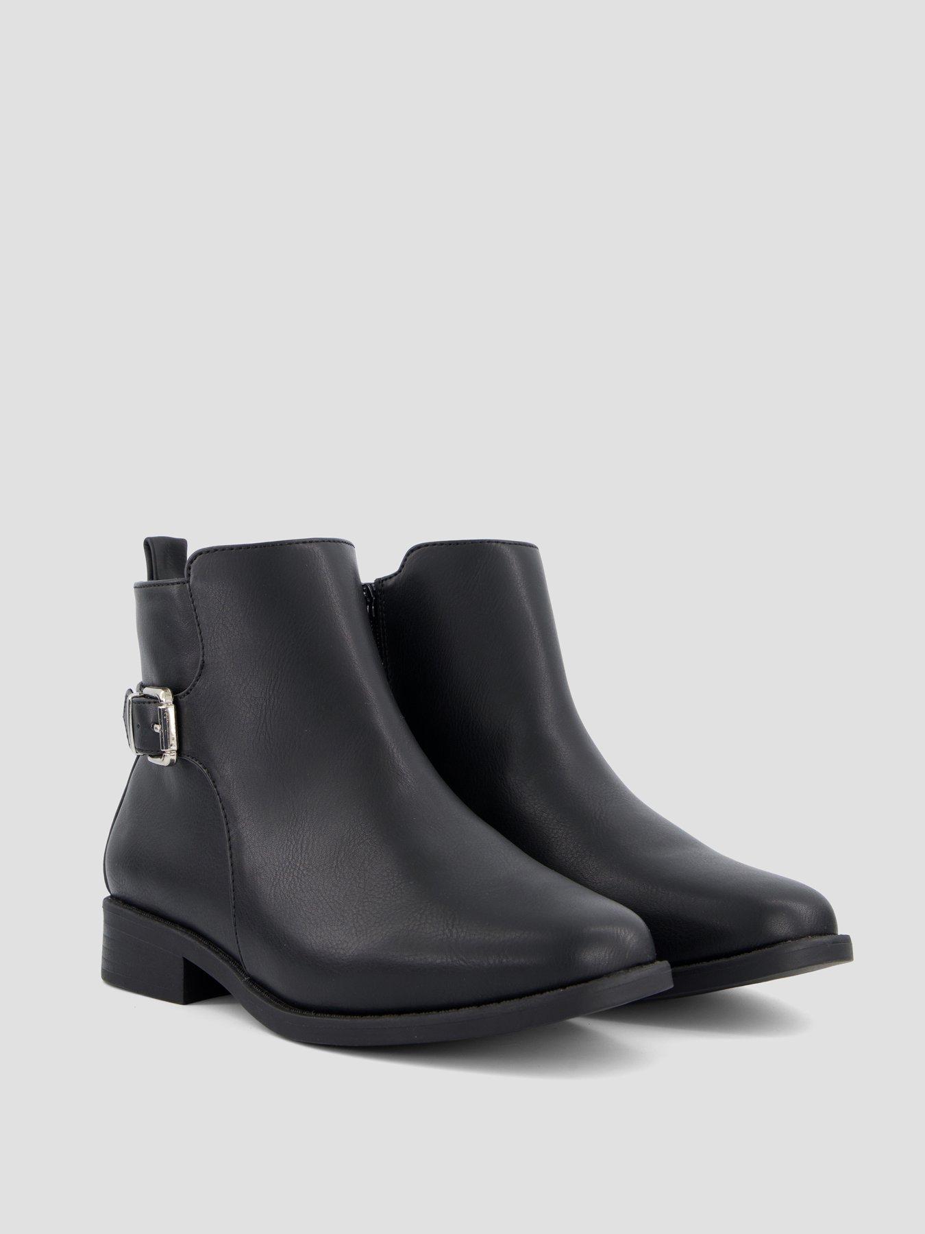 Image 6 of 7 of The Very Collection Wide Fit Ankle Boot With Buckle - Black