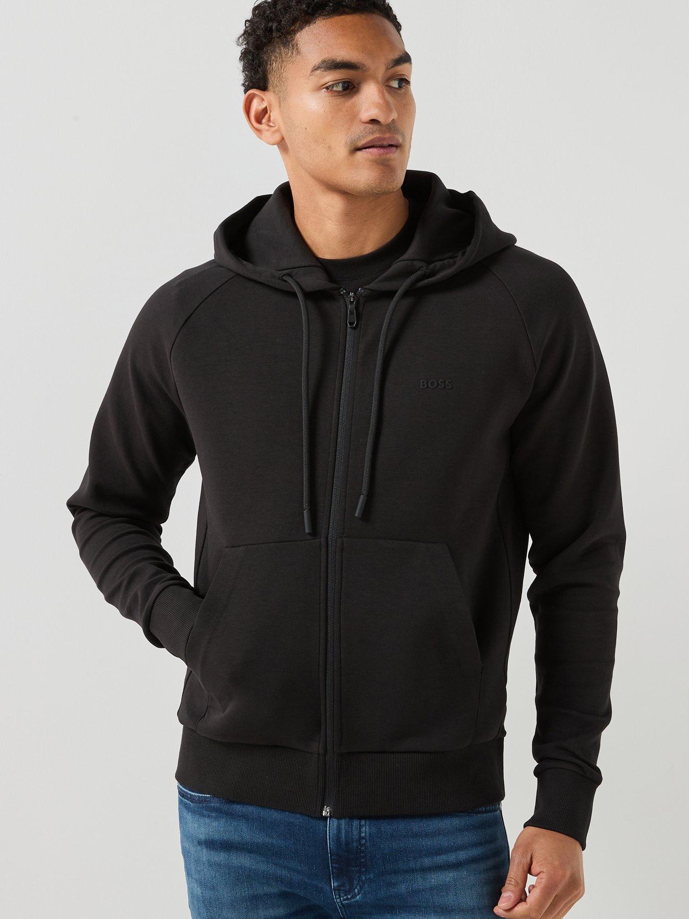BOSS Saggy Zip Through Hoodie - Black