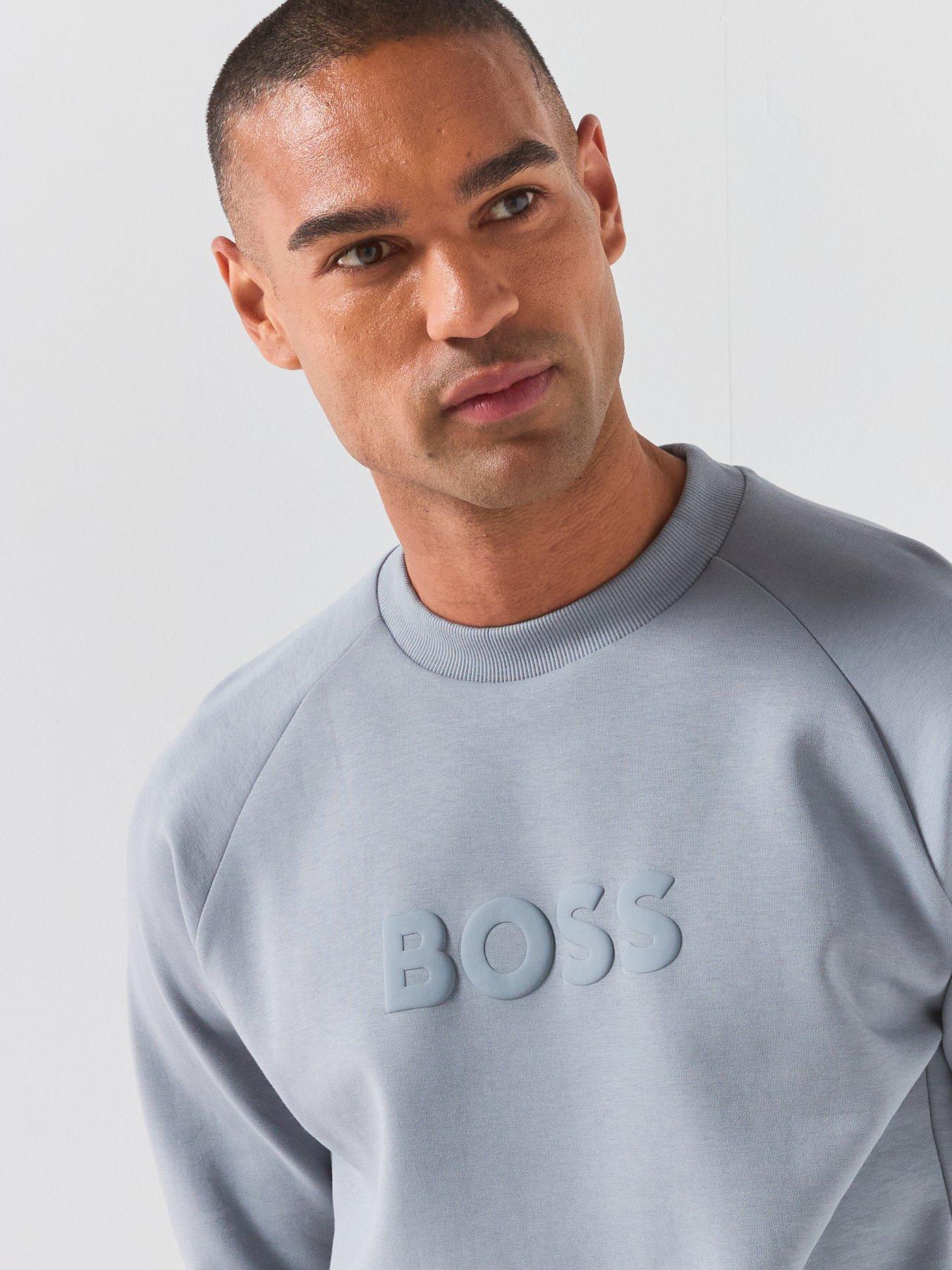 Image 6 of 6 of BOSS Salbo Tonal Logo Crew Sweatshirt - Grey