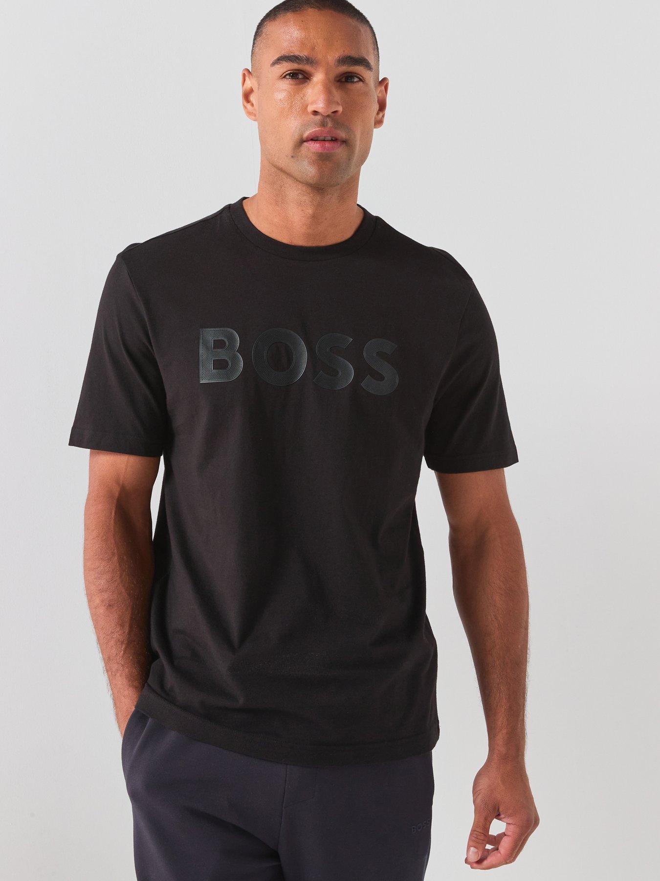 BOSS Boss Ts_structure Logo Tonal Rubber Logo T-shirt - Black