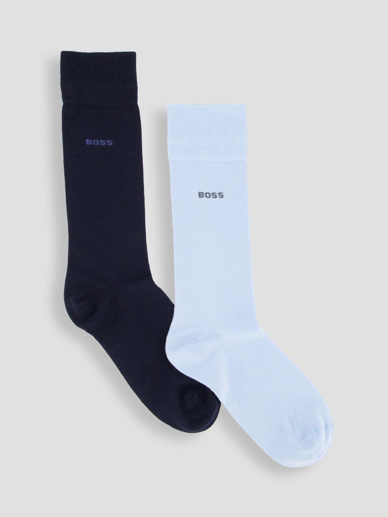 Image 1 of 3 of BOSS 2 Pack Small Logo Cotton Crew Socks - Blue