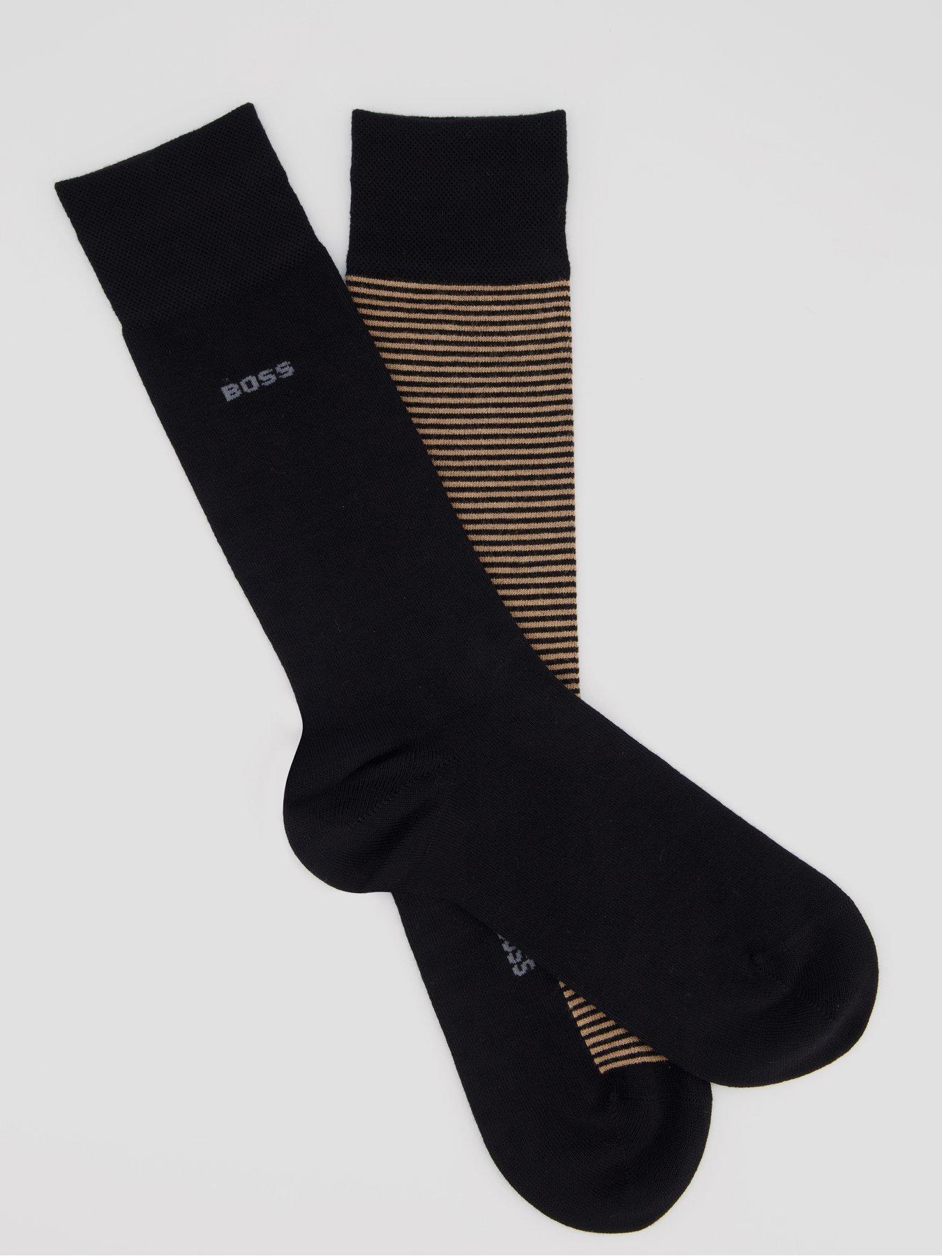 Image 2 of 3 of BOSS Bodywear 2 Pack Stripe Bamboo Crew Socks - Black