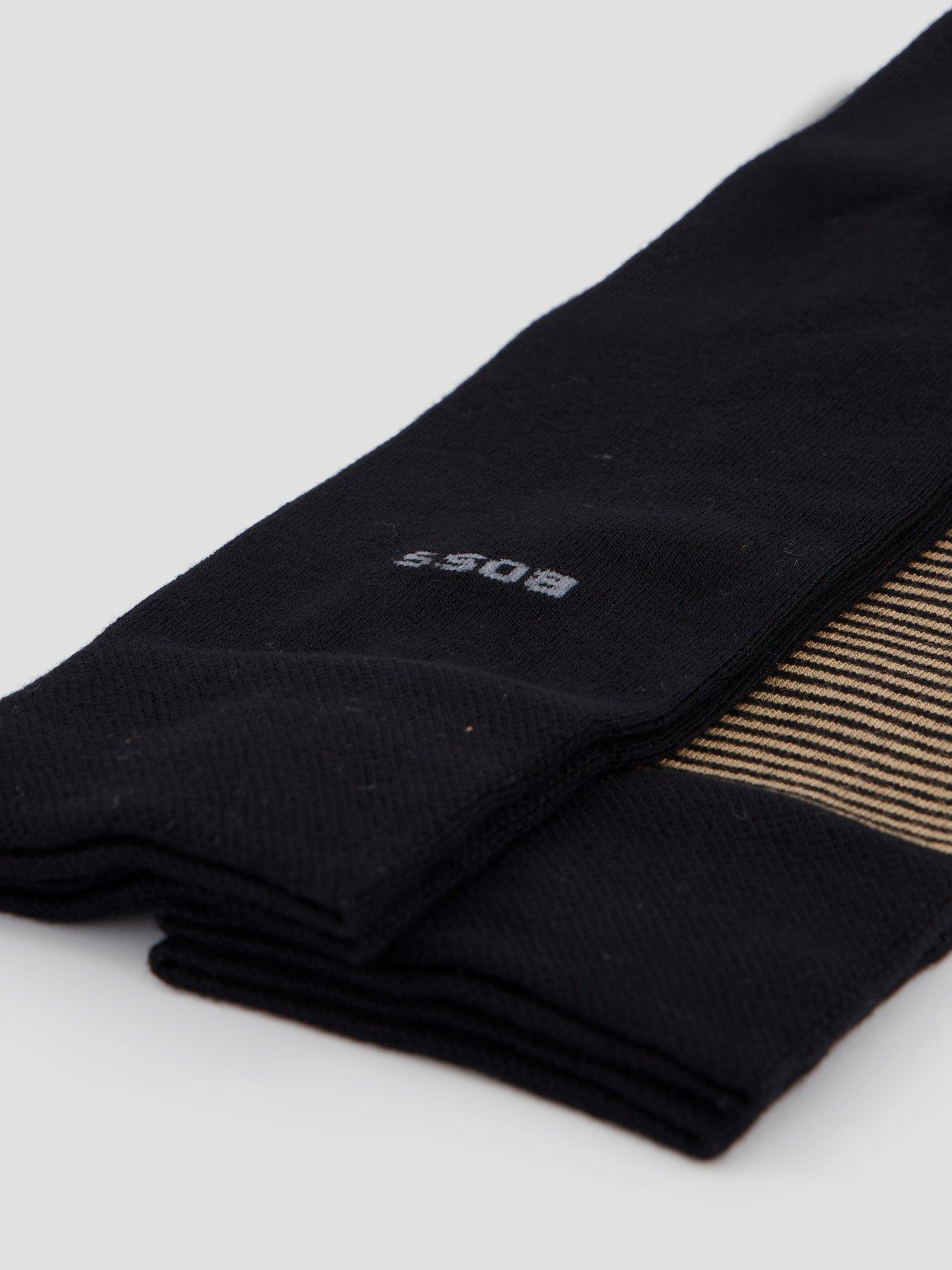 Image 3 of 3 of BOSS Bodywear 2 Pack Stripe Bamboo Crew Socks - Black
