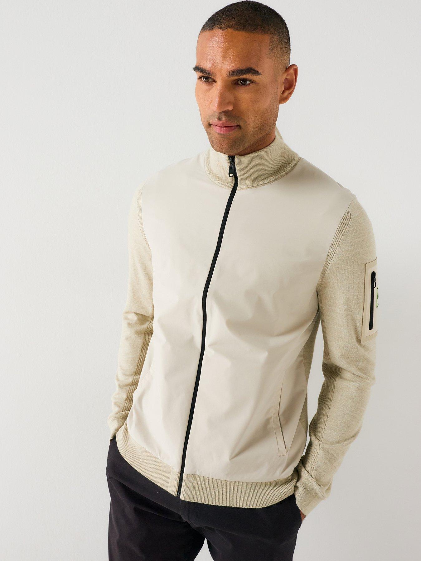 BOSS Men's Kn Momentum X Knitted Hybrid Jacket - Off White