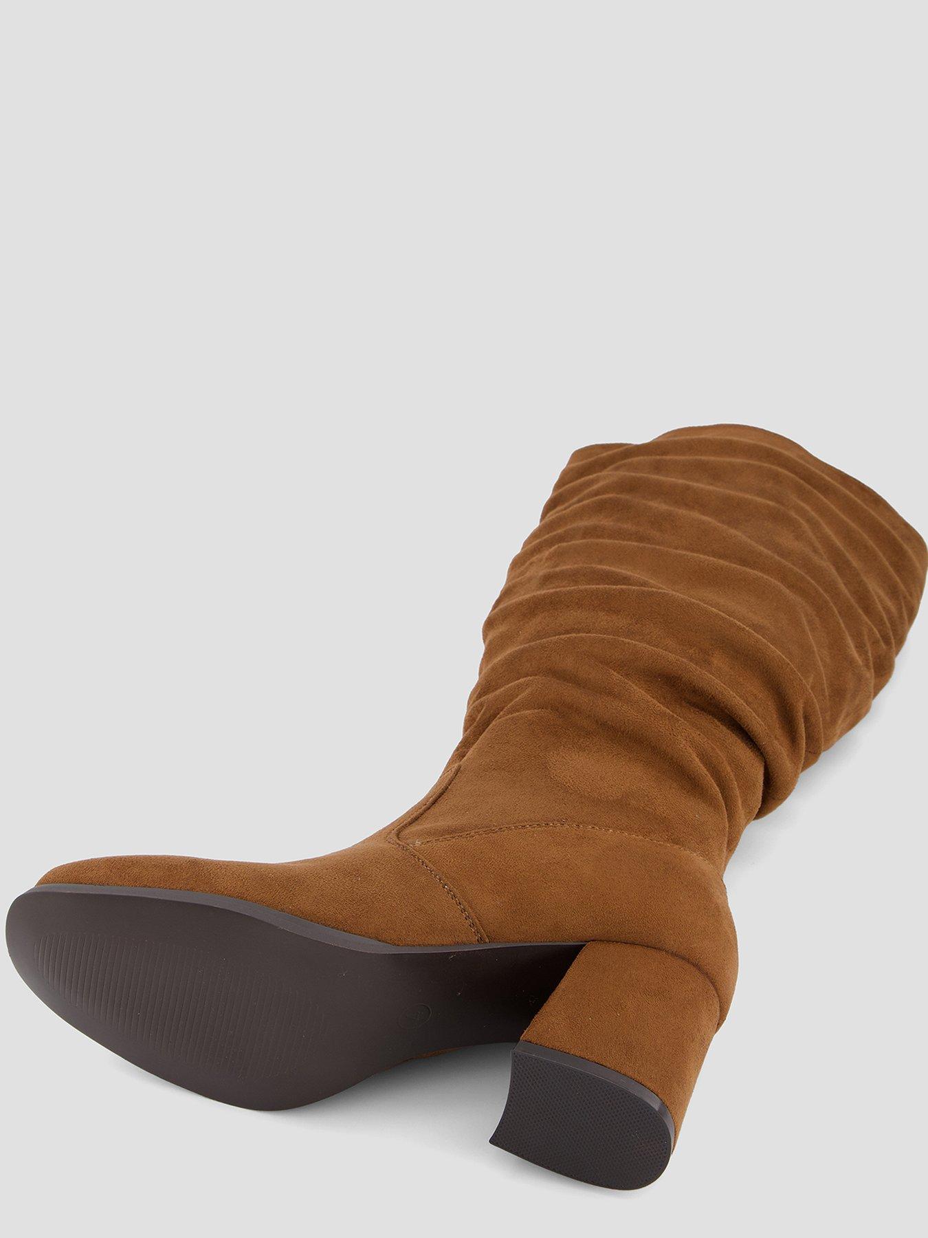 Image 4 of 6 of The Very Collection Extra Wide Fit Knee High Slouch Boot With Wider Fitting Calf - Tan