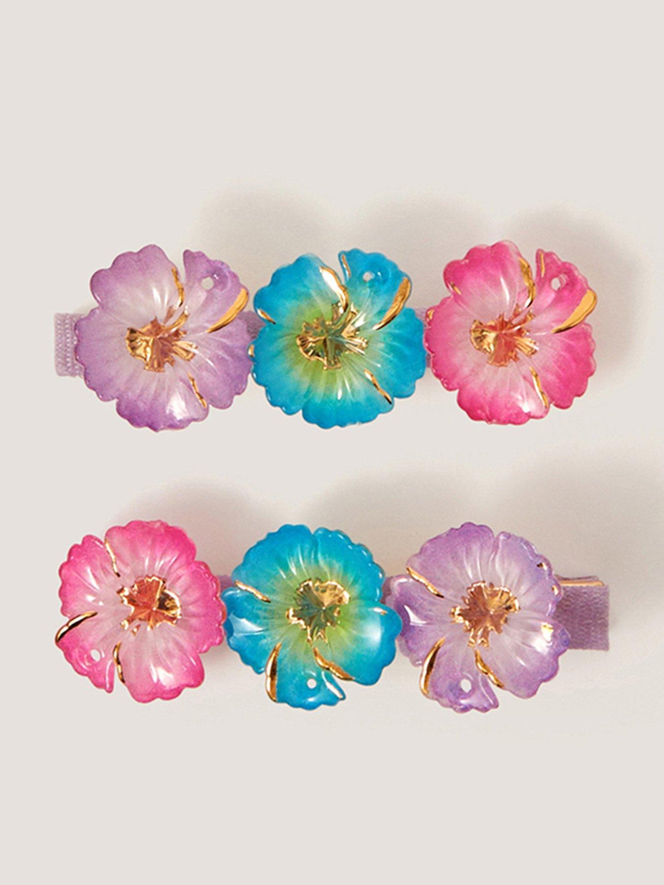 Monsoon Girls 2 Pack Tropical Flower Clips - Multi