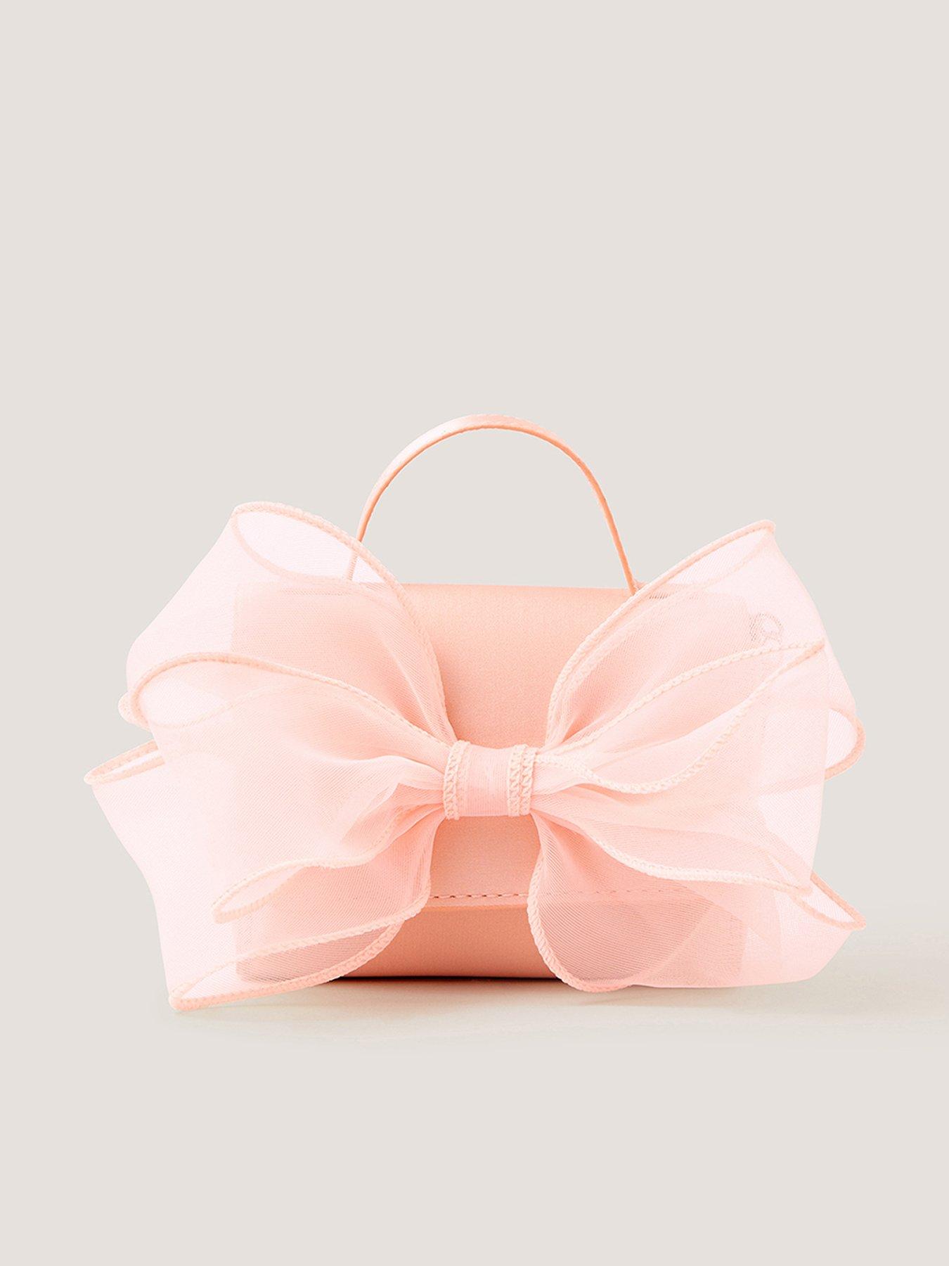 Monsoon Girls Bridesmaid Organza Bow Bag - Pink