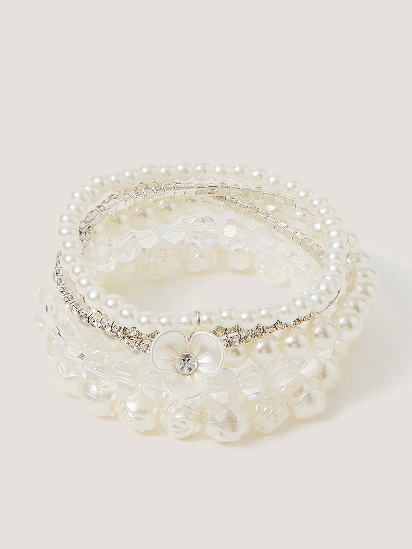 Image 1 of 2 of Monsoon Girls 6 Pack Flower Bracelets - Light Cream