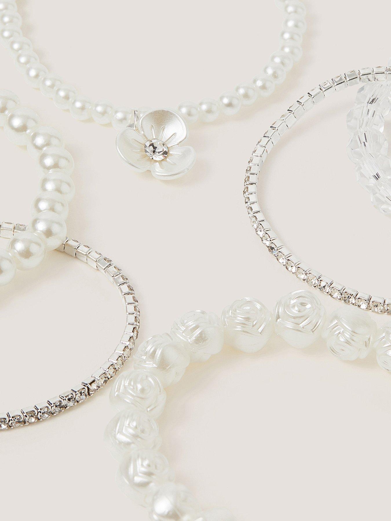 Image 2 of 2 of Monsoon Girls 6 Pack Flower Bracelets - Light Cream