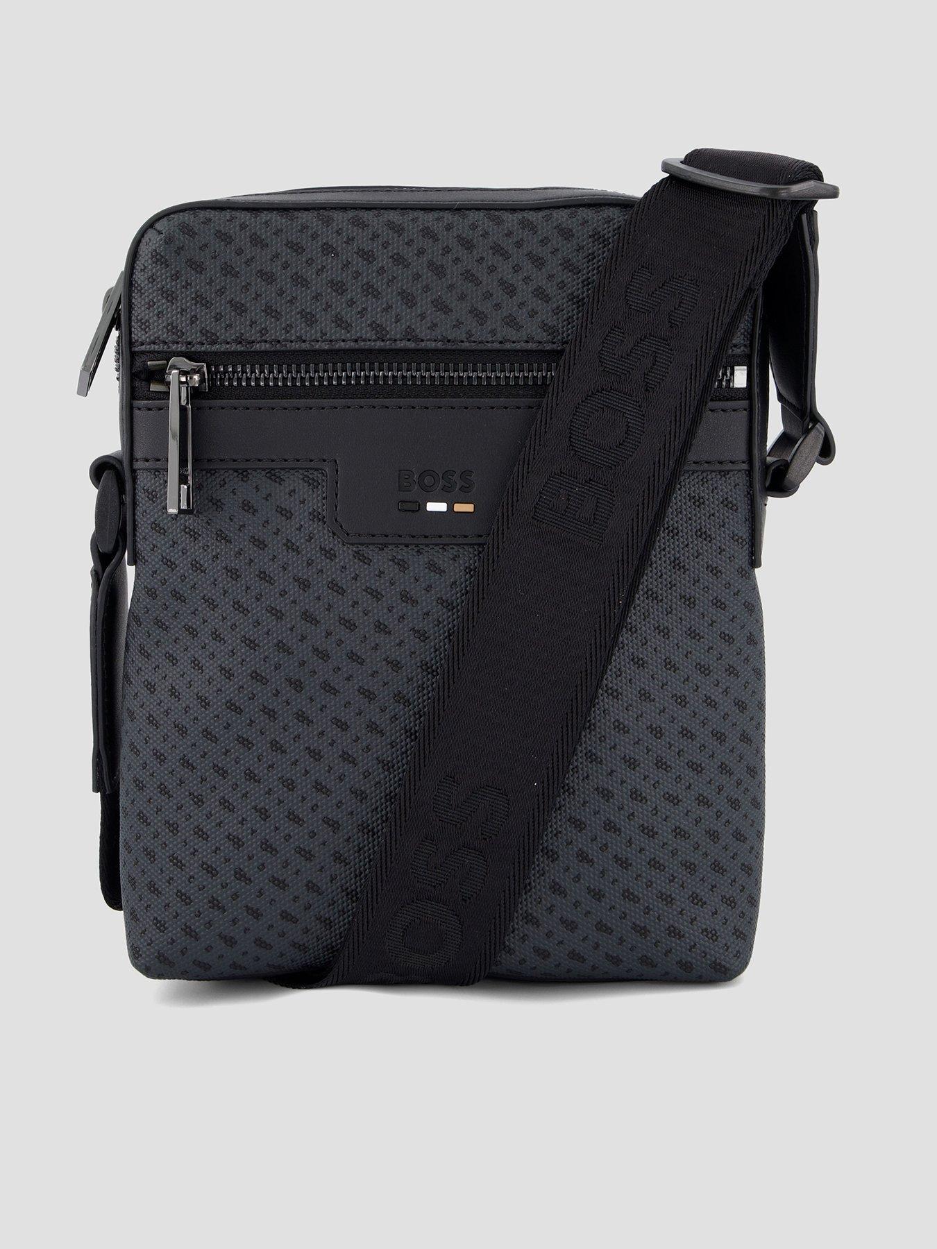 Image 1 of 5 of BOSS Ray Ns Zip Monogram Crossbody Bag - Black