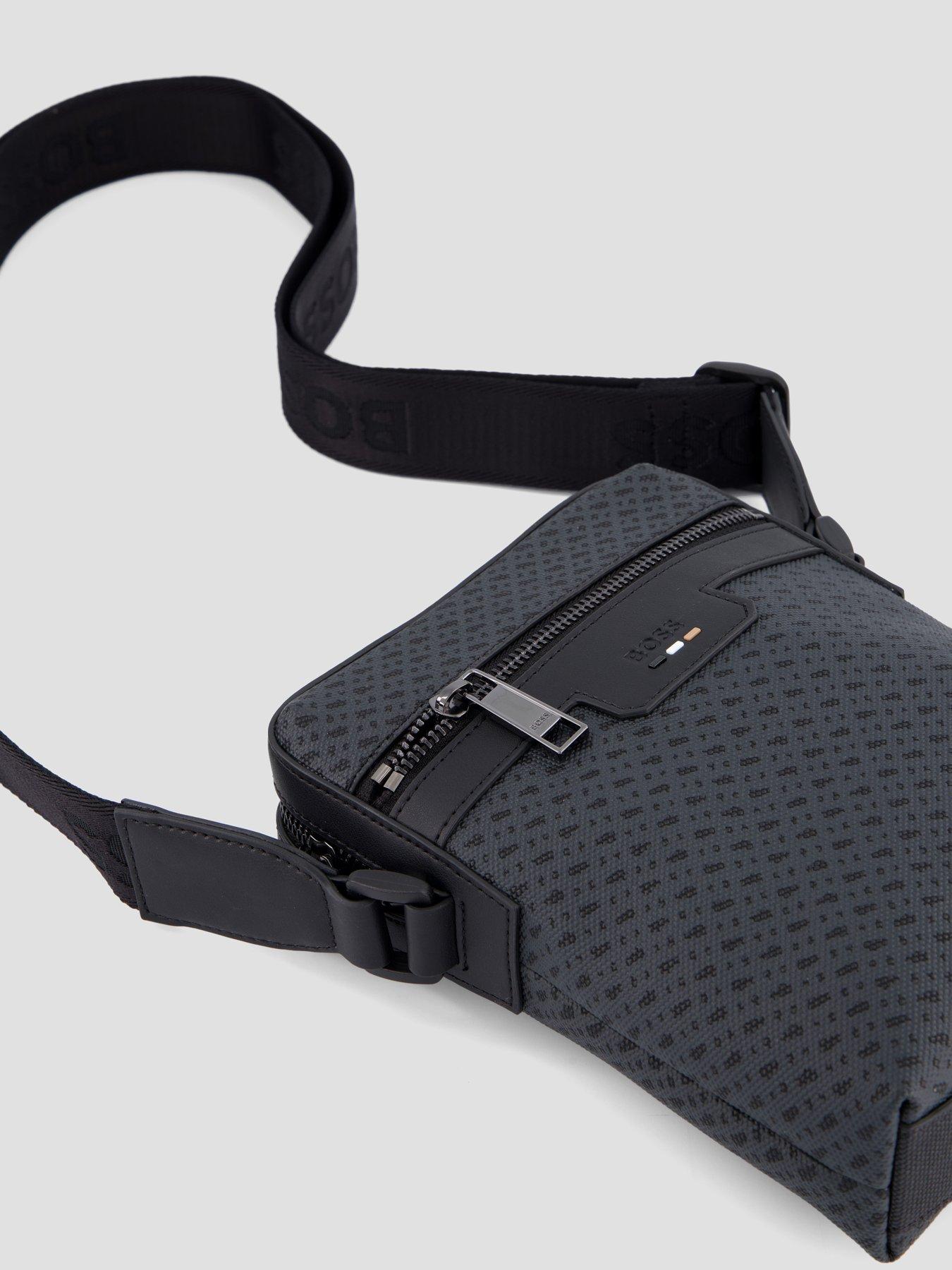 Image 4 of 5 of BOSS Ray Ns Zip Monogram Crossbody Bag - Black