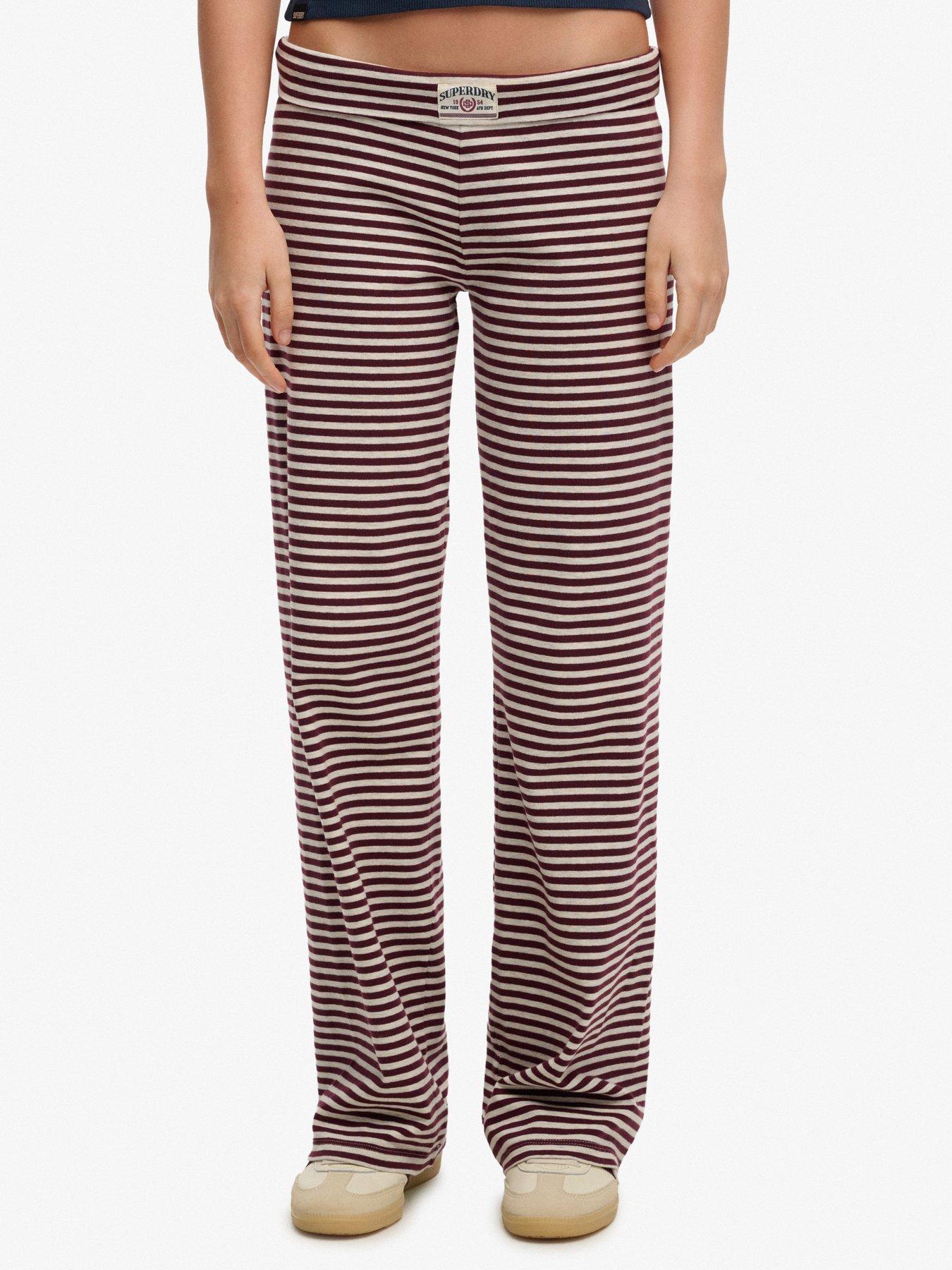 Image 1 of 7 of Superdry Athletic Essentials Stripe Jersey Trousers - Red