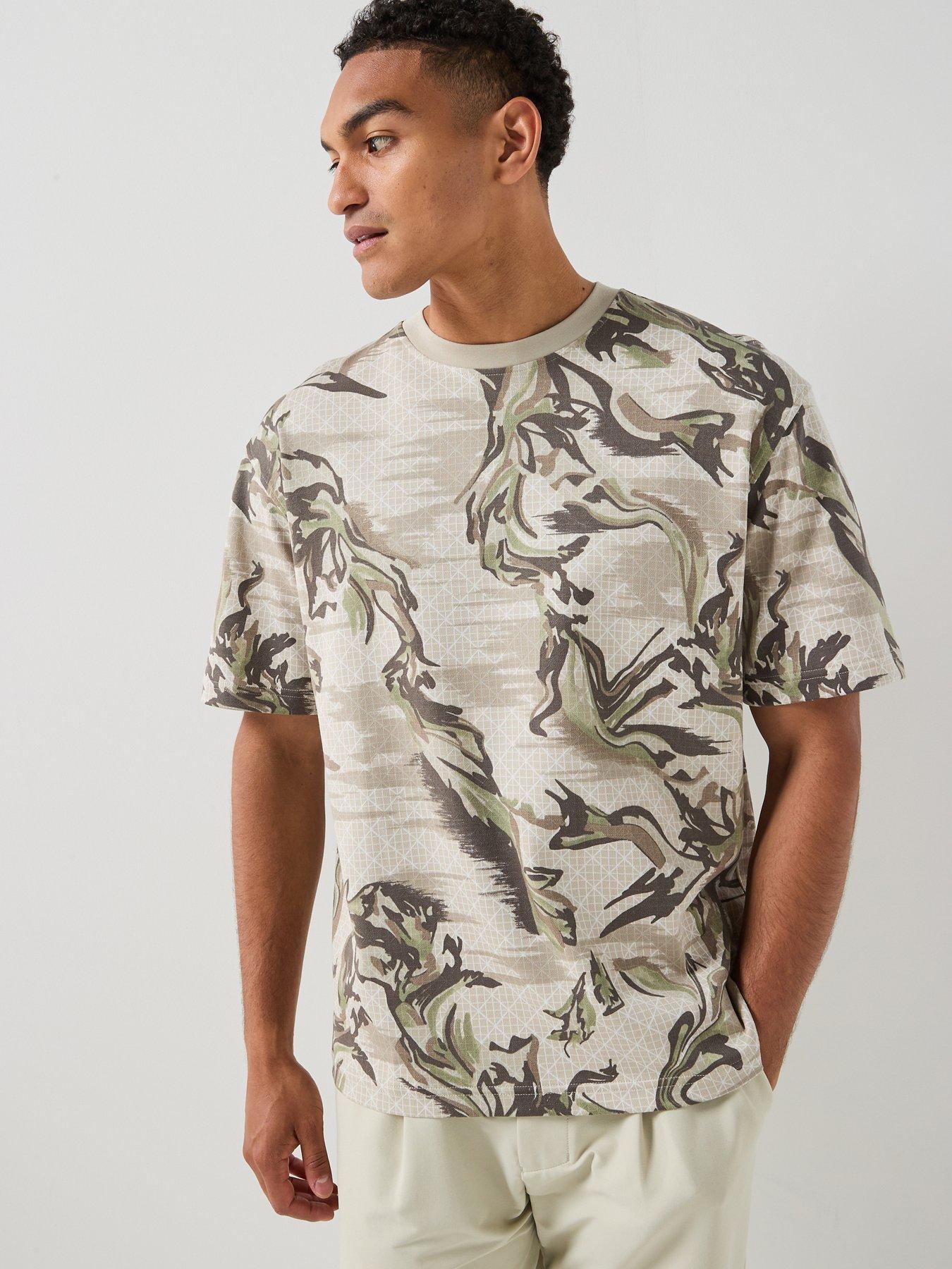 Image 1 of 6 of BOSS Te_Barb Botantical Printed T-Shirt - Green