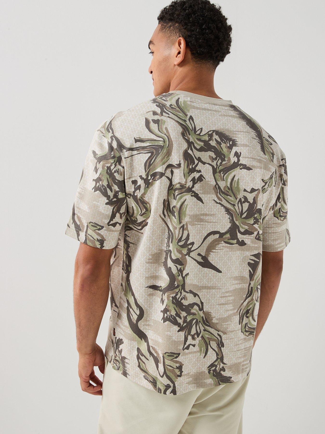 Image 2 of 6 of BOSS Te_Barb Botantical Printed T-Shirt - Green