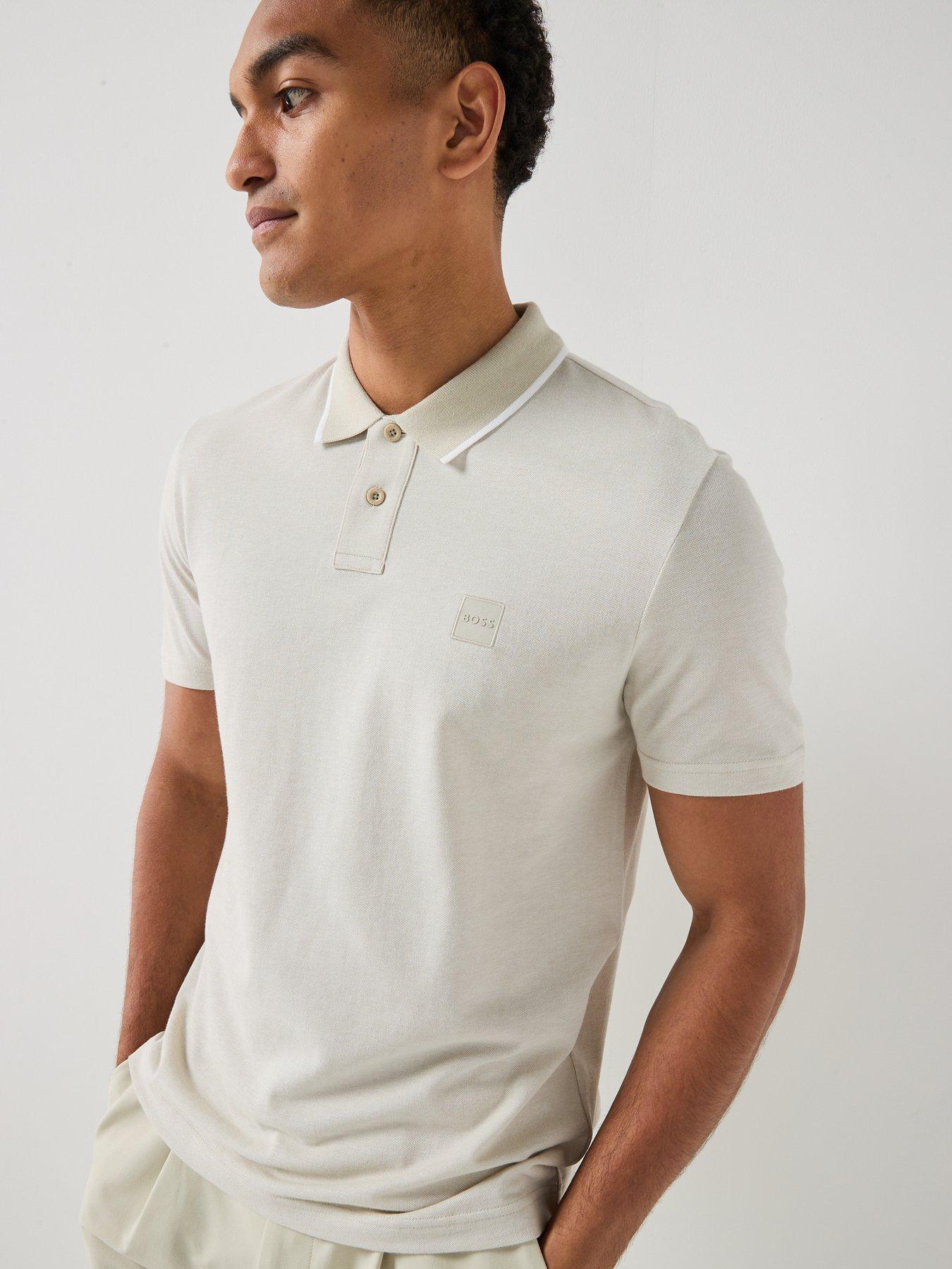 Image 5 of 6 of BOSS Passerford Tipped Polo Shirt - Light Beige